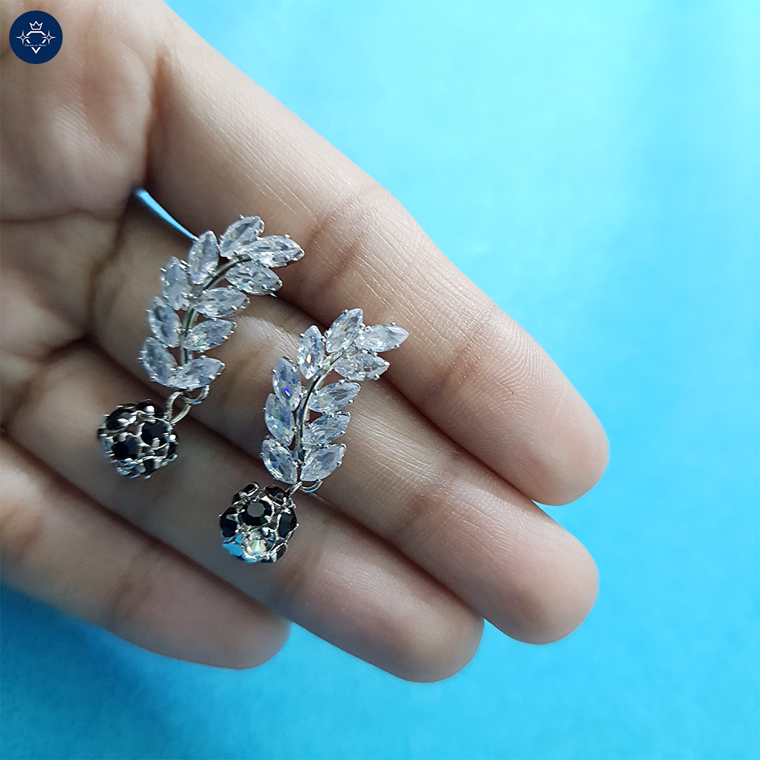 Leaf Onyx Drop Earrings