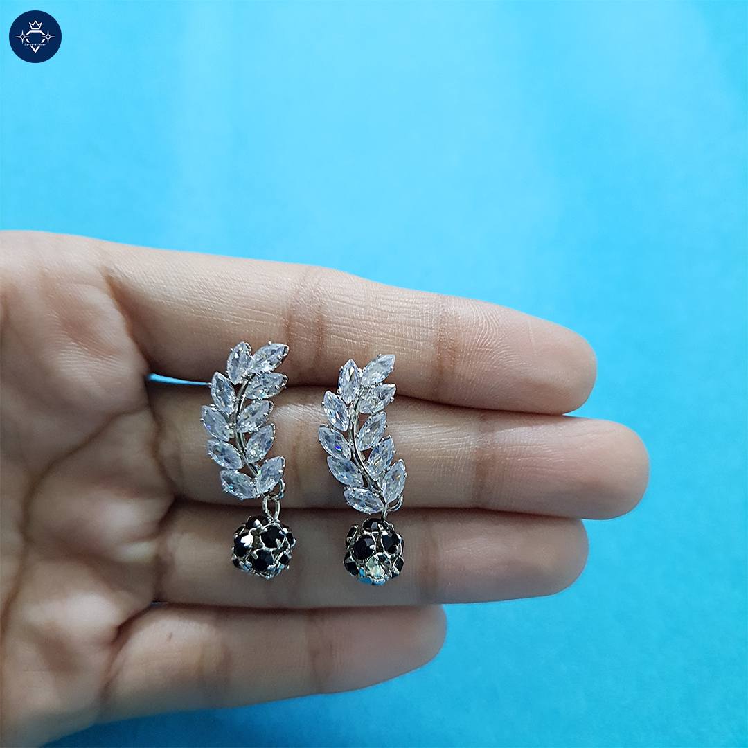 Leaf Onyx Drop Earrings