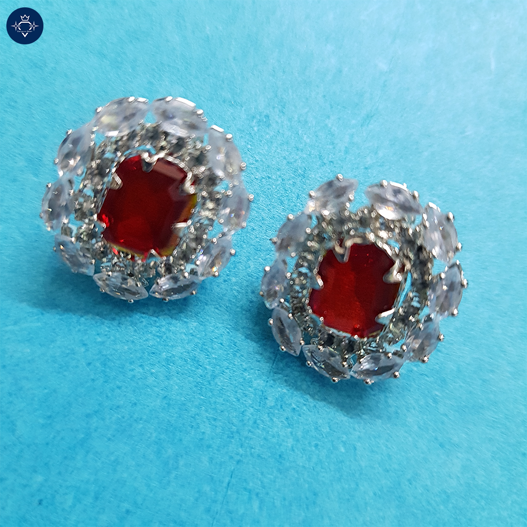 Ruby Halo Stud Earrings