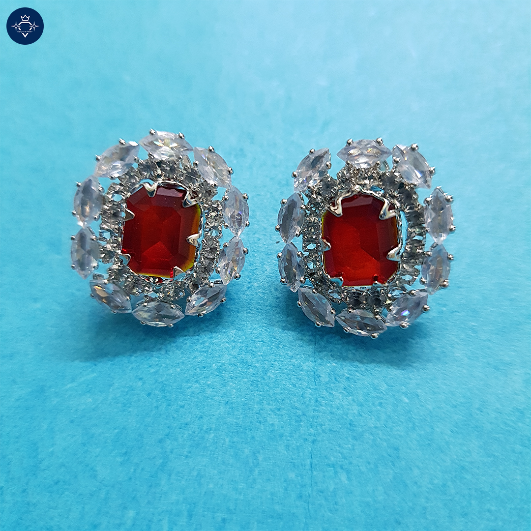 Ruby Halo Stud Earrings