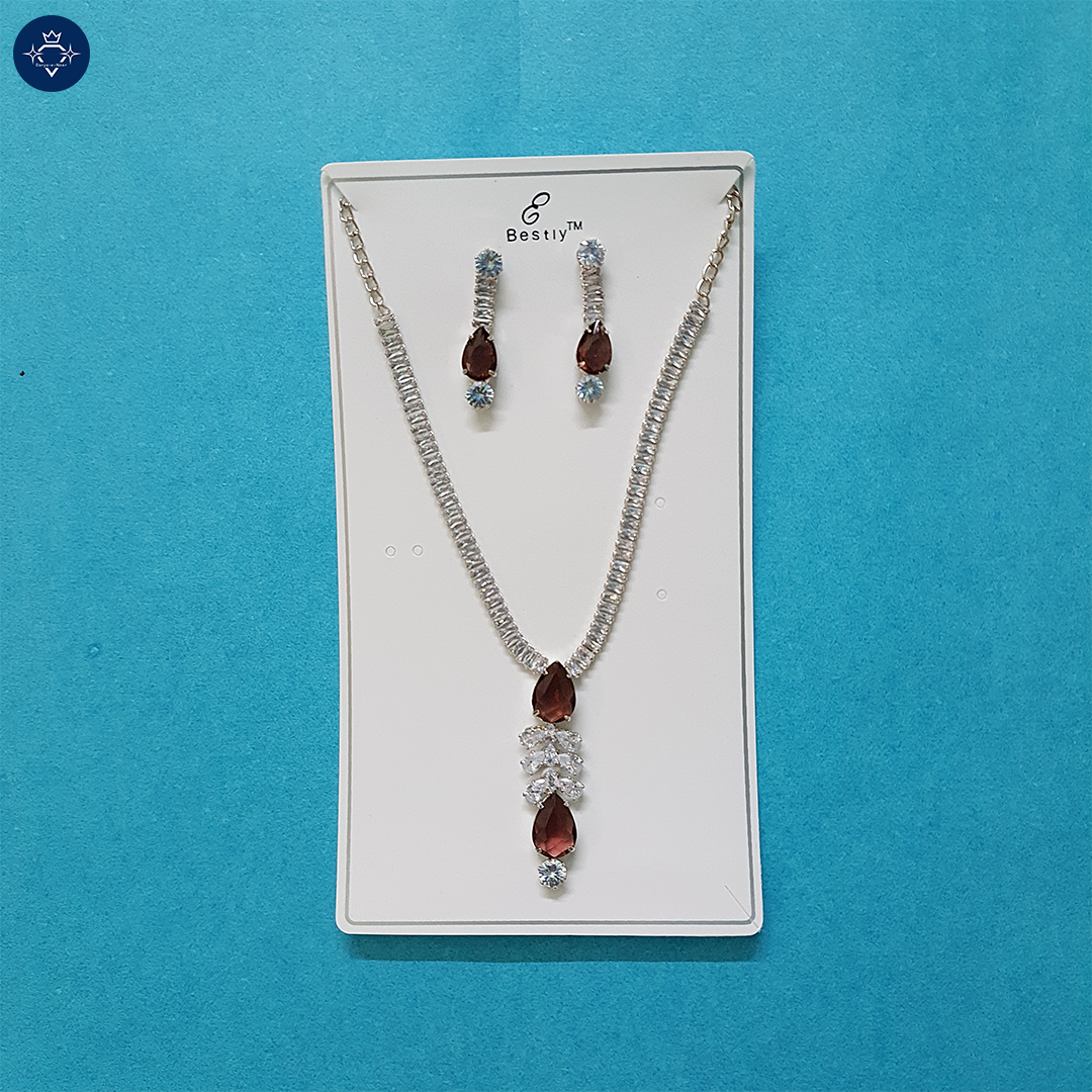 Garnet Teardrop Necklace Set 