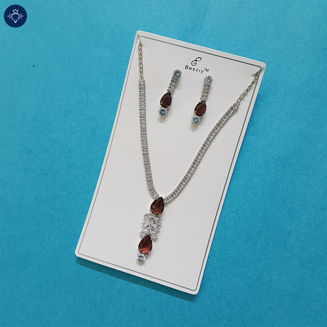 Garnet Teardrop Necklace Set 