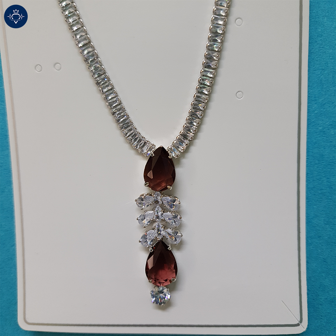 Garnet Teardrop Necklace Set 
