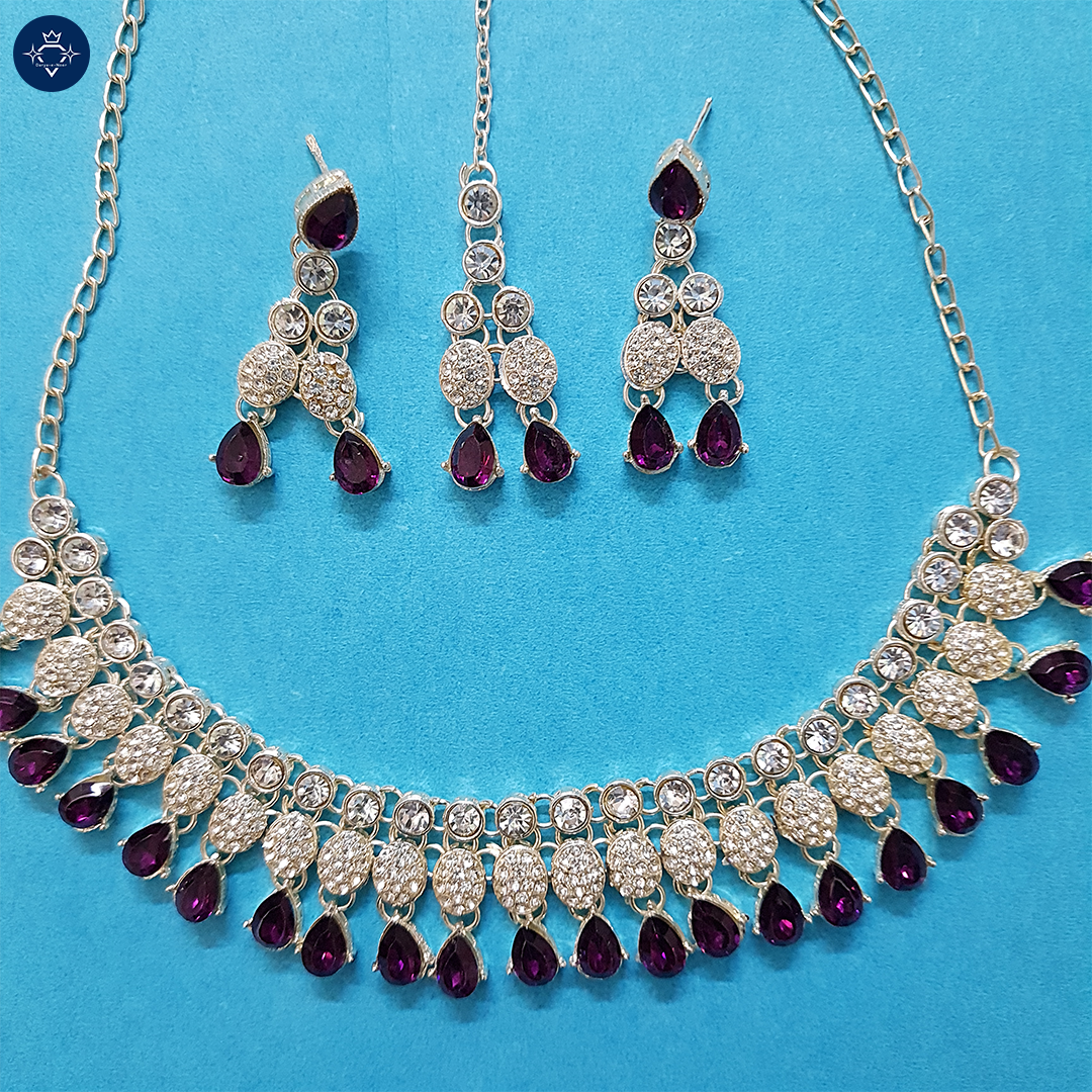 Violet Cascade Necklace Set
