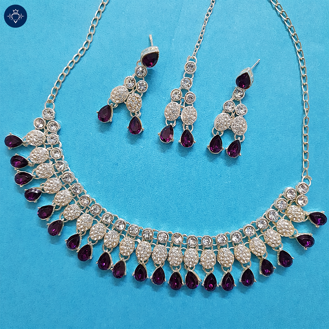 Violet Cascade Necklace Set