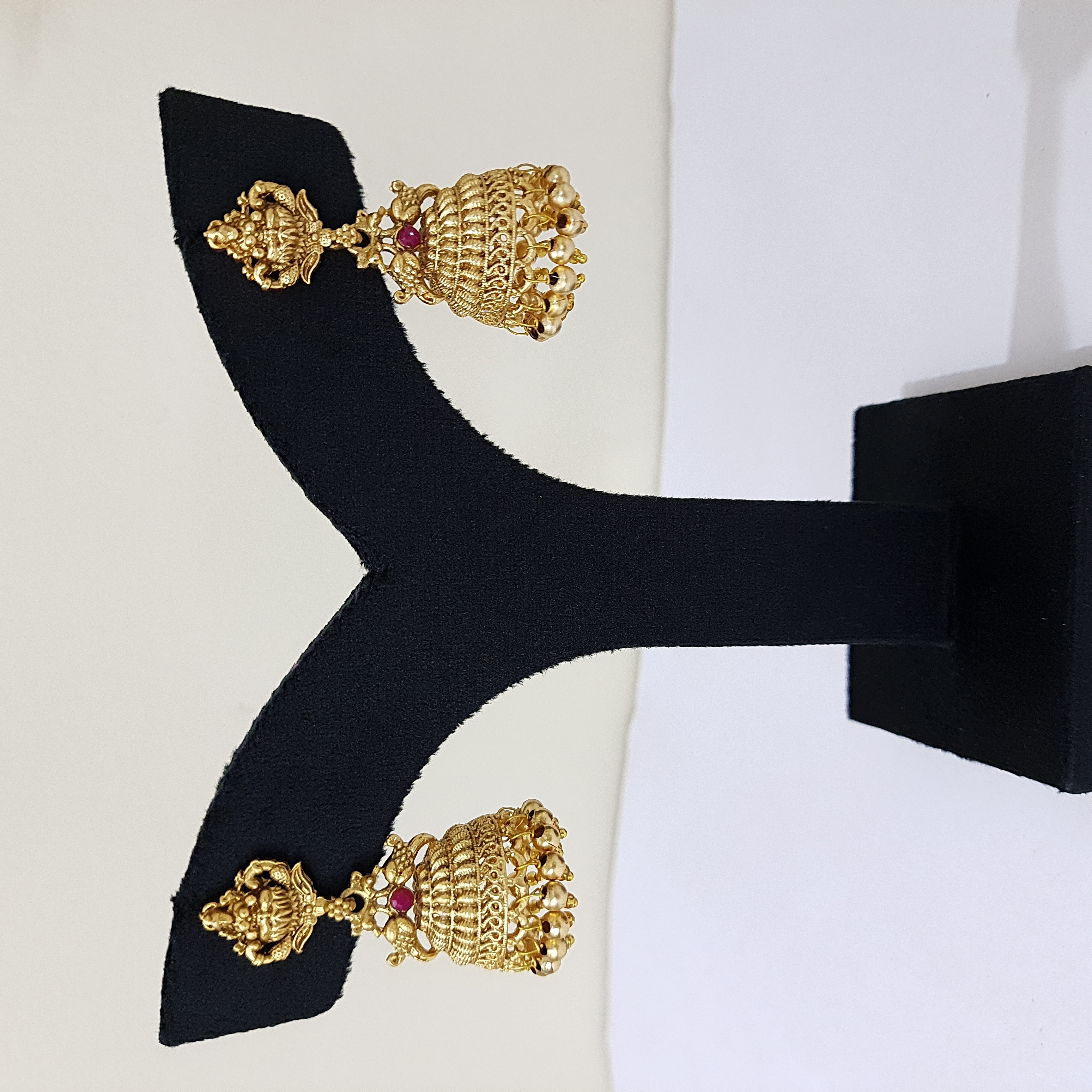 Vedika Jhumkas – Temple-Inspired Gold Dome Earrings | Devi Dhaara Collection