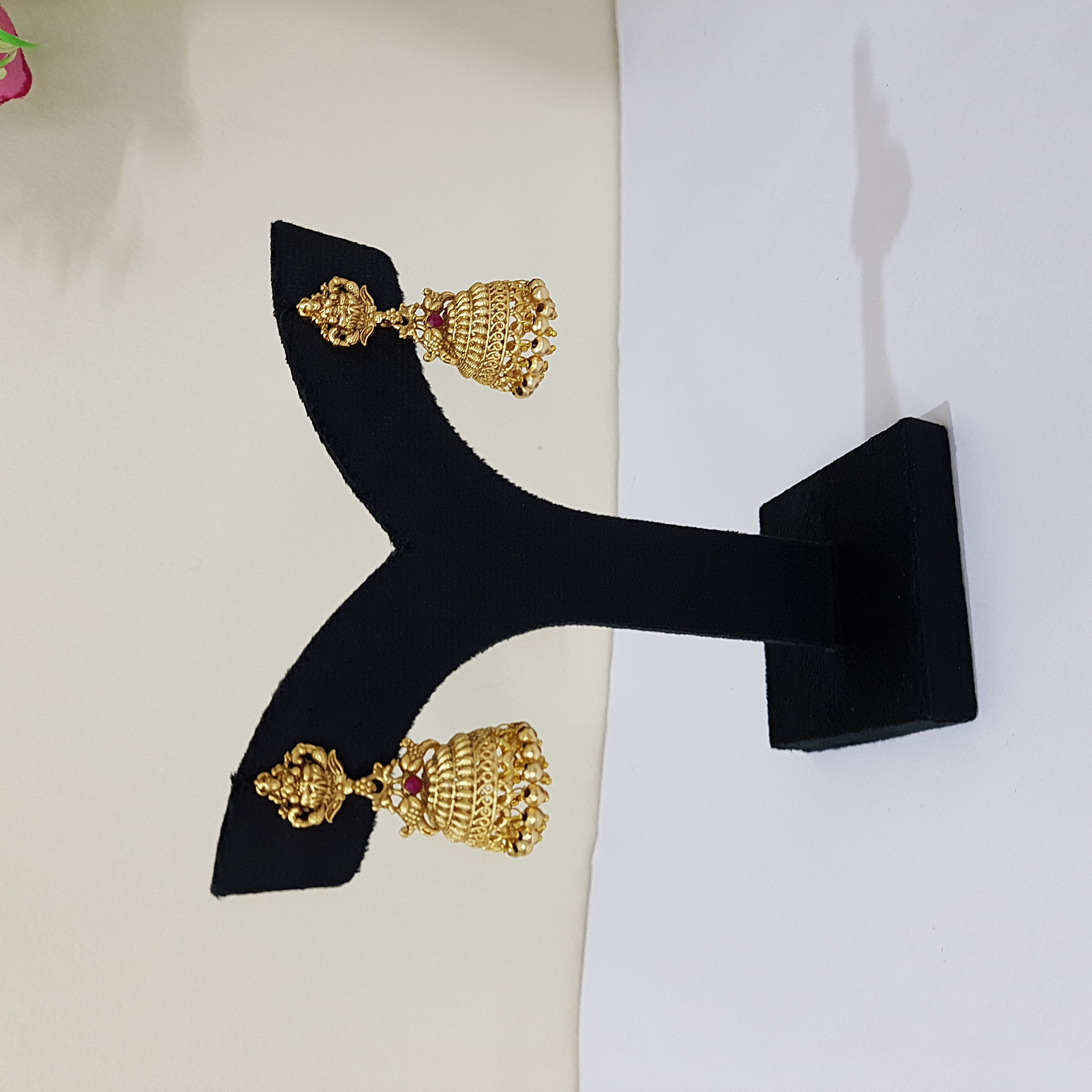Vedika Jhumkas – Temple-Inspired Gold Dome Earrings | Devi Dhaara Collection