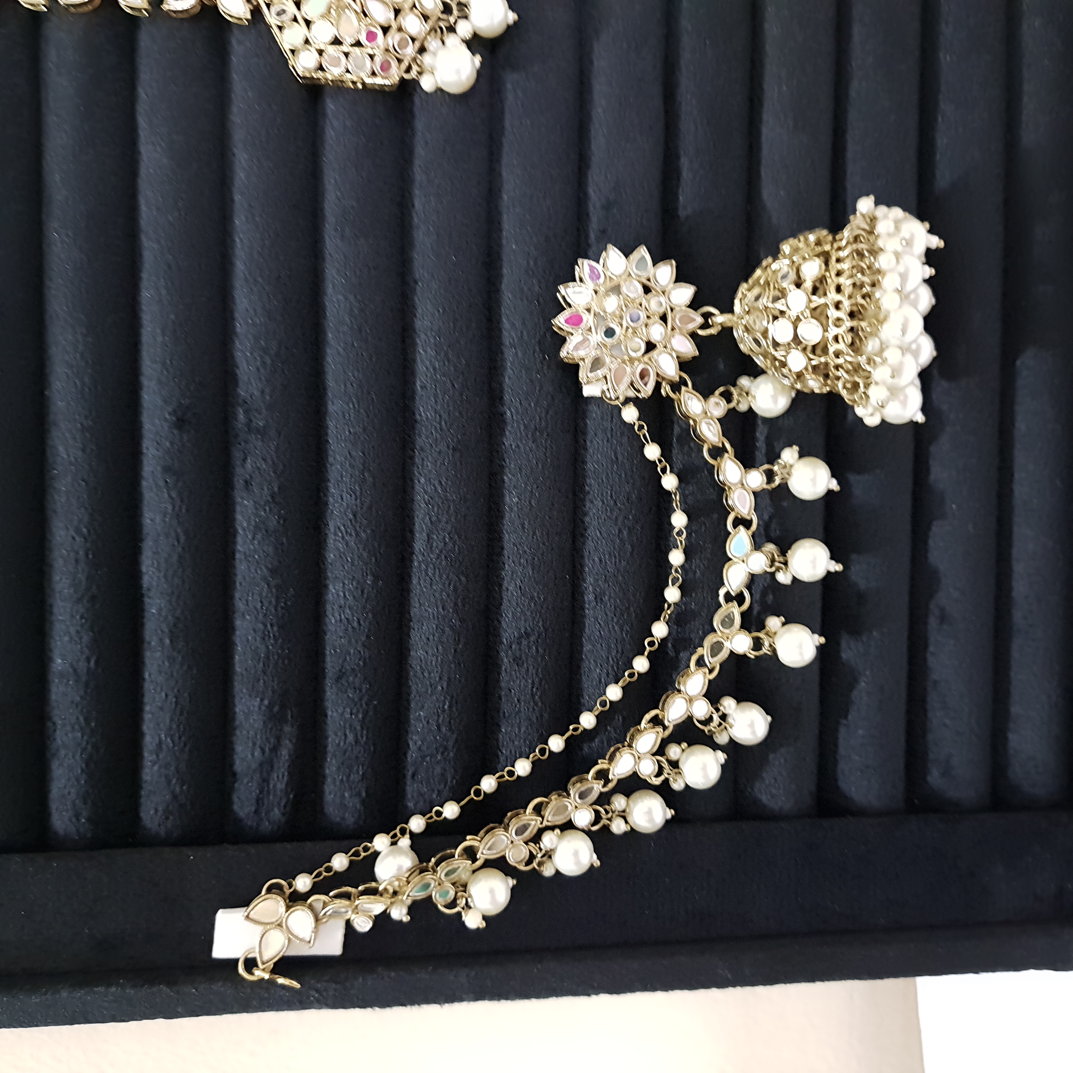 Devsena Edit Mirror Work Jhumkas – Floral Kundan Jhumka Set with Maangtikka | Devasena Edit Collection