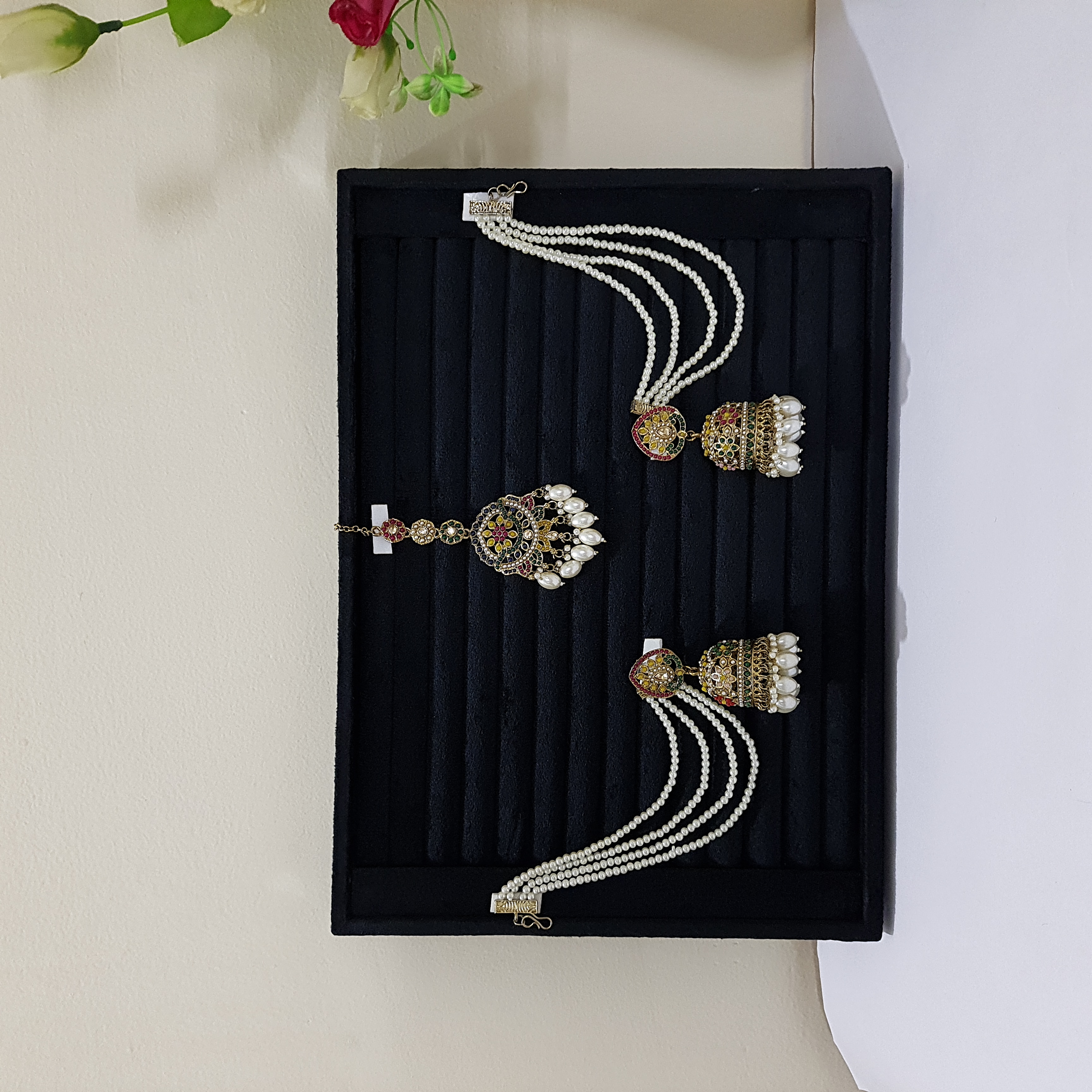 Rajmahira – Multicolor Bridal Jhumka + Maangtikka Set | Devasena Edit Collection