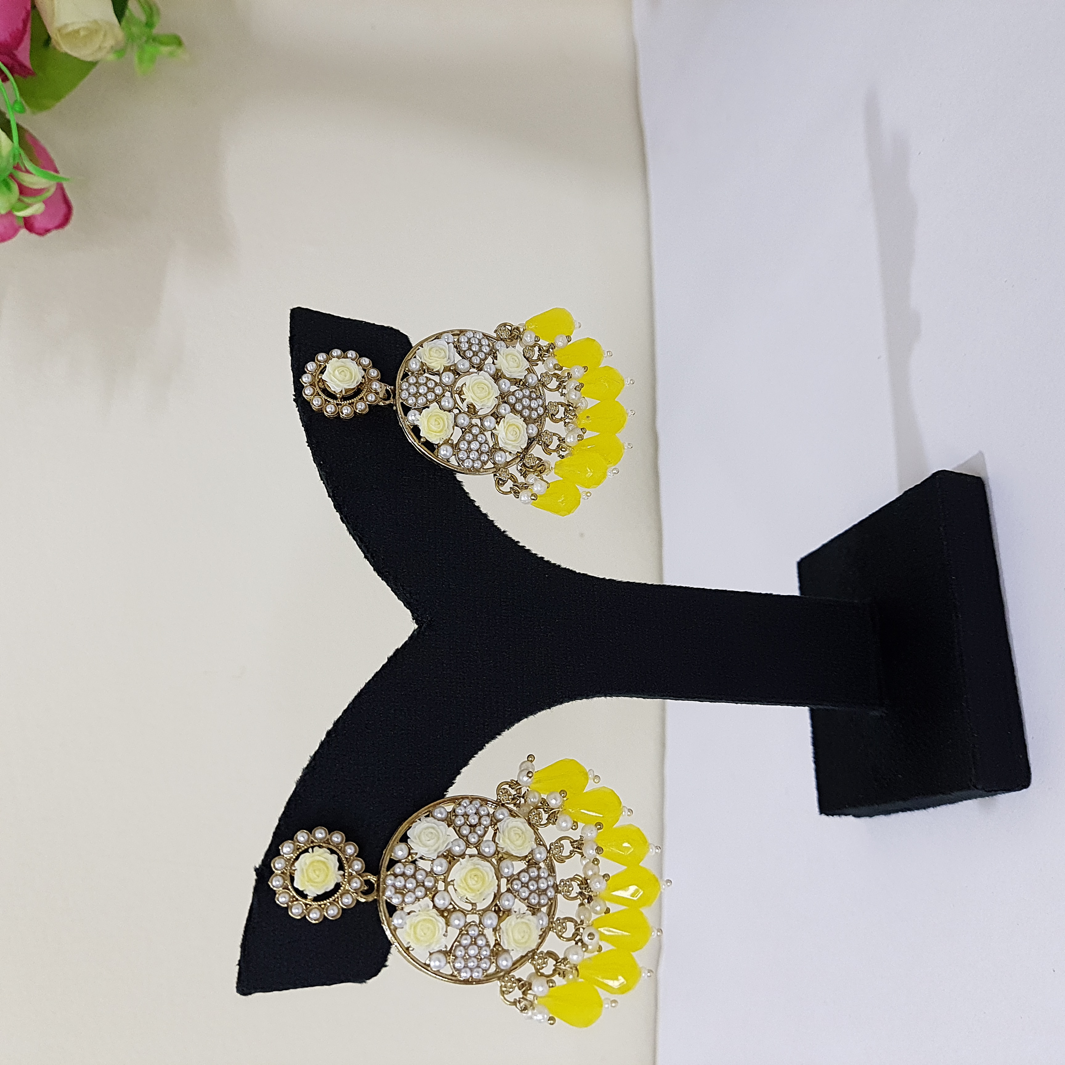 Amaltas – Yellow Floral Earrings | Gulnaaz Collection