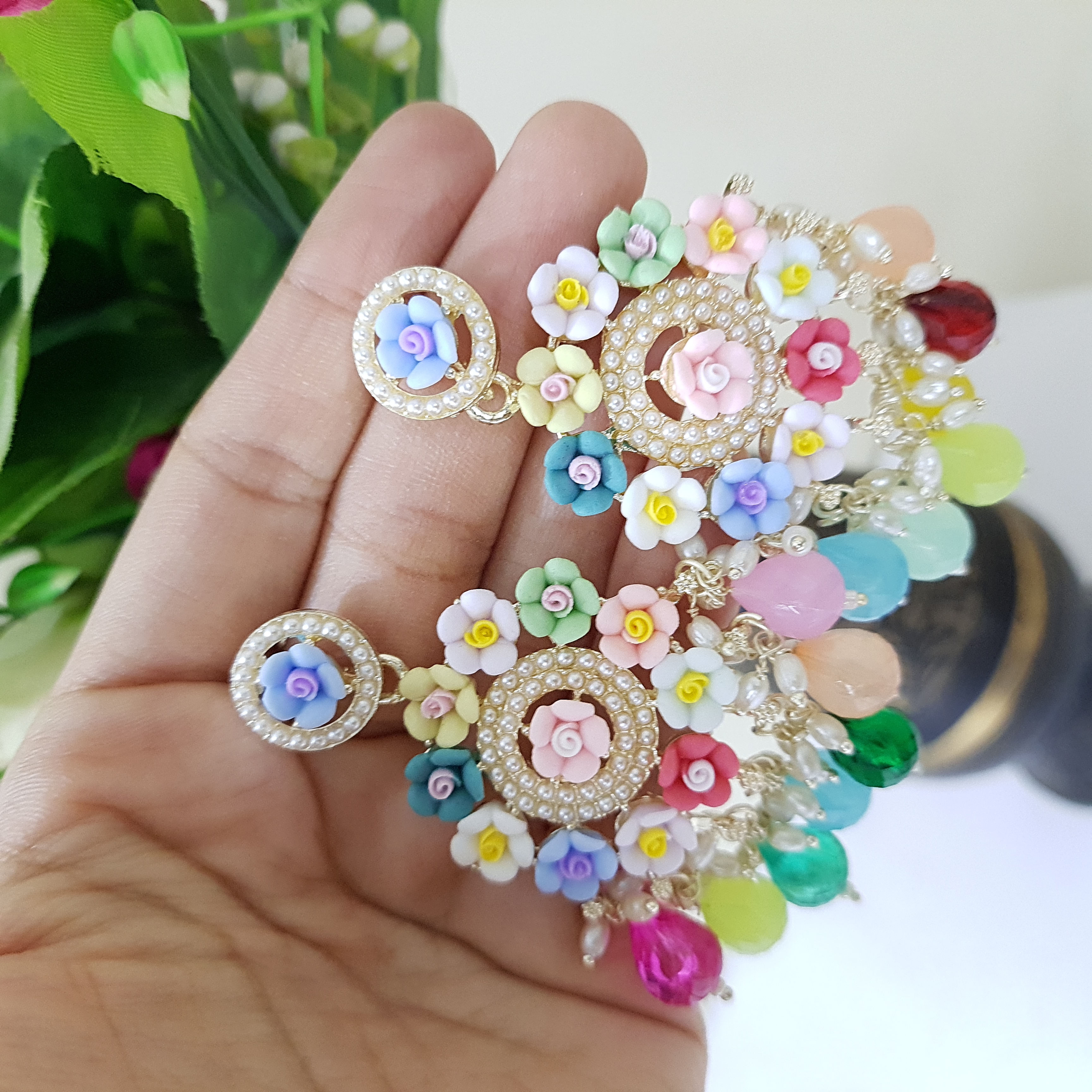 Ruh-e-Gul – Multicolor Floral Earrings | Gulnaaz Collection