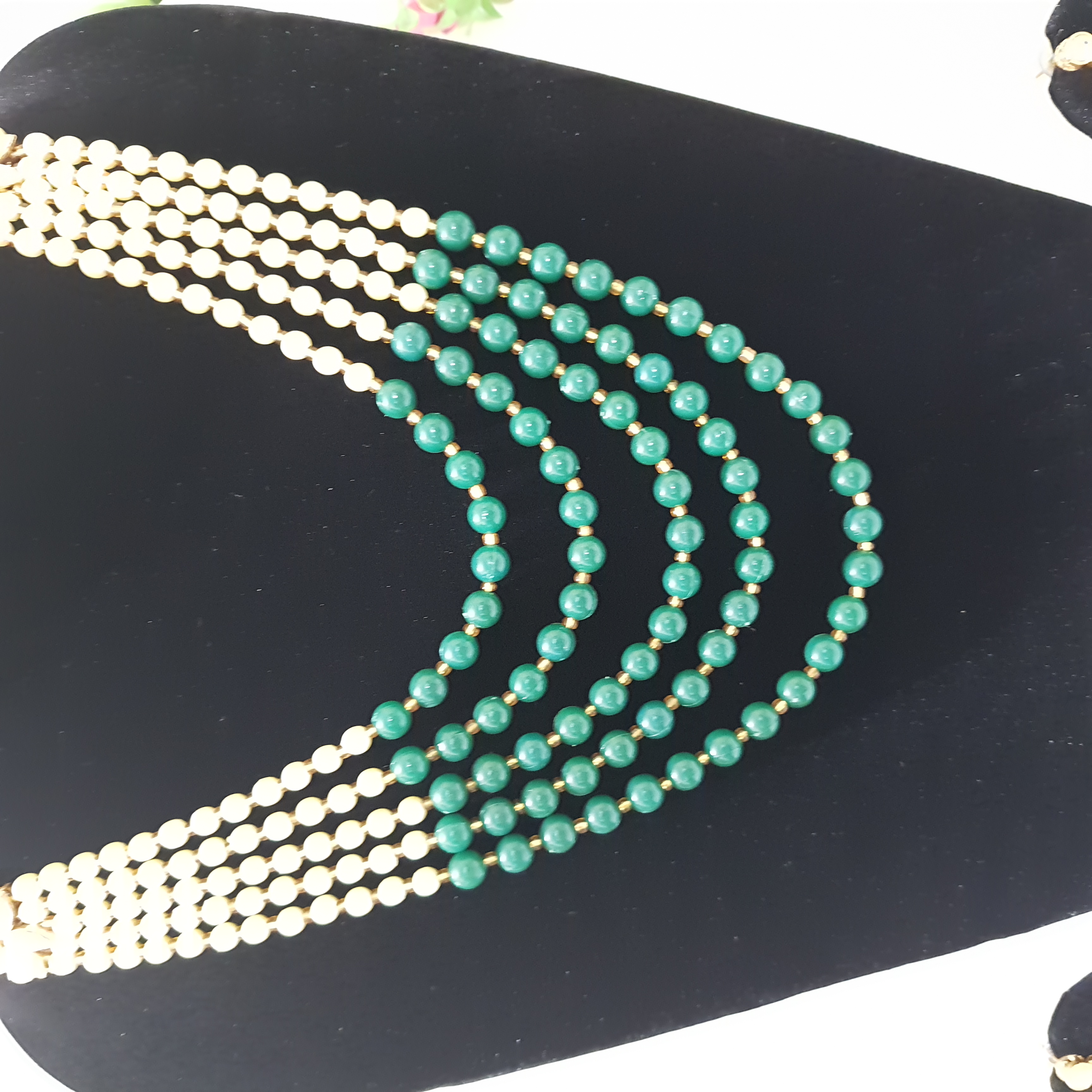 Raaj Tilak – Emerald & Pearl Layered Necklace Set | Emerging Empress Collection
