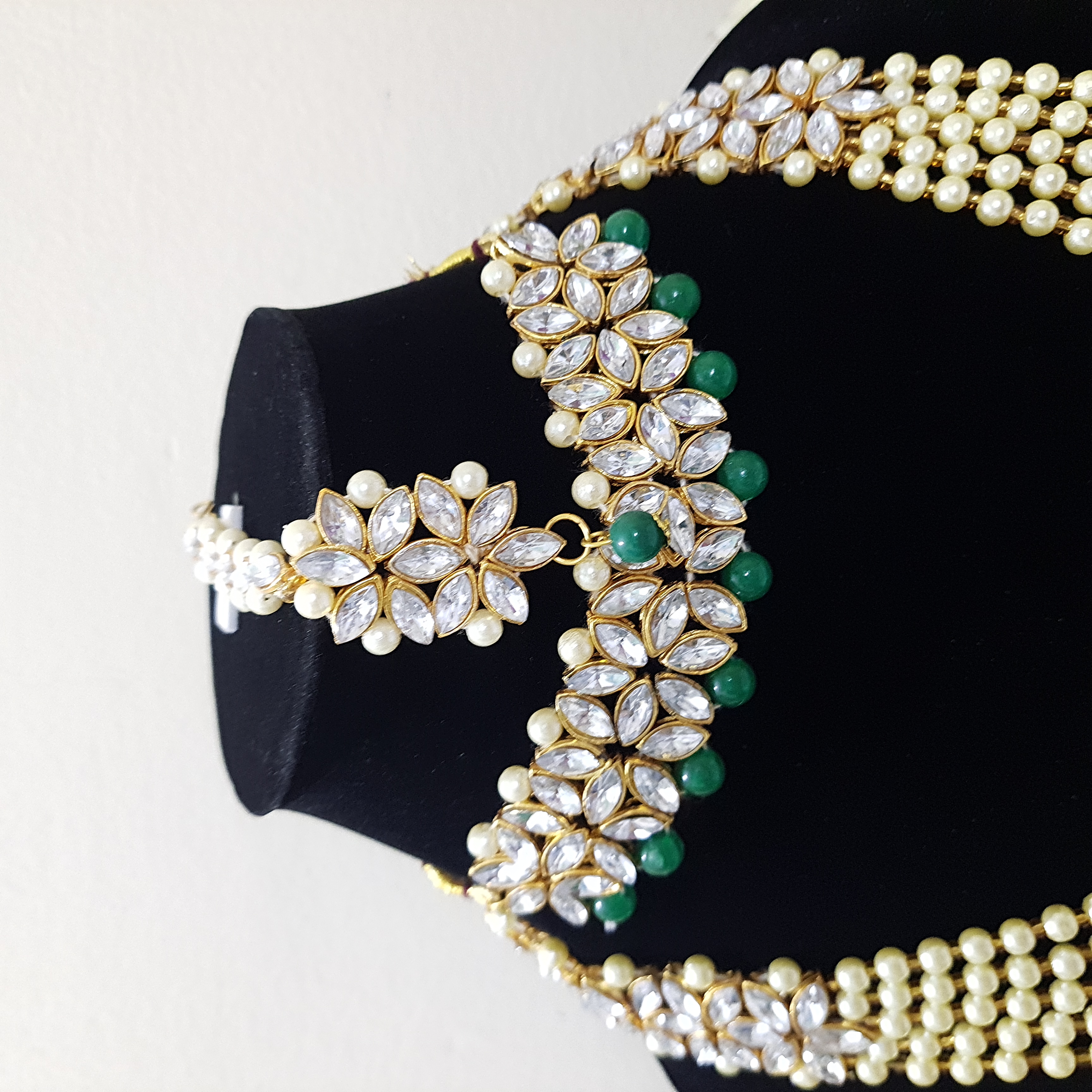 Raaj Tilak – Emerald & Pearl Layered Necklace Set | Emerging Empress Collection