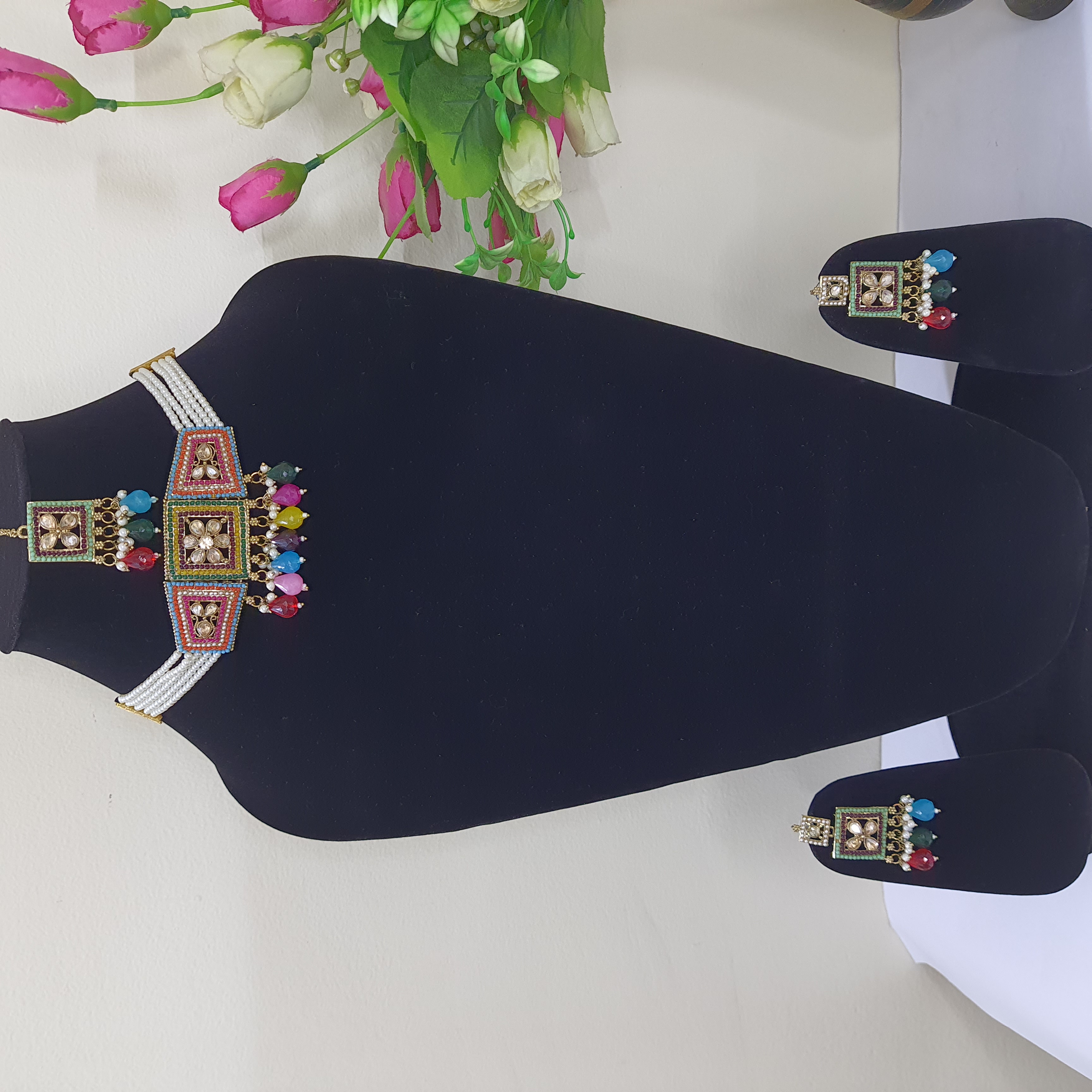 Mehfil-e-Rang – Multicolor Pearl Choker Set | Moti Mantra Collection