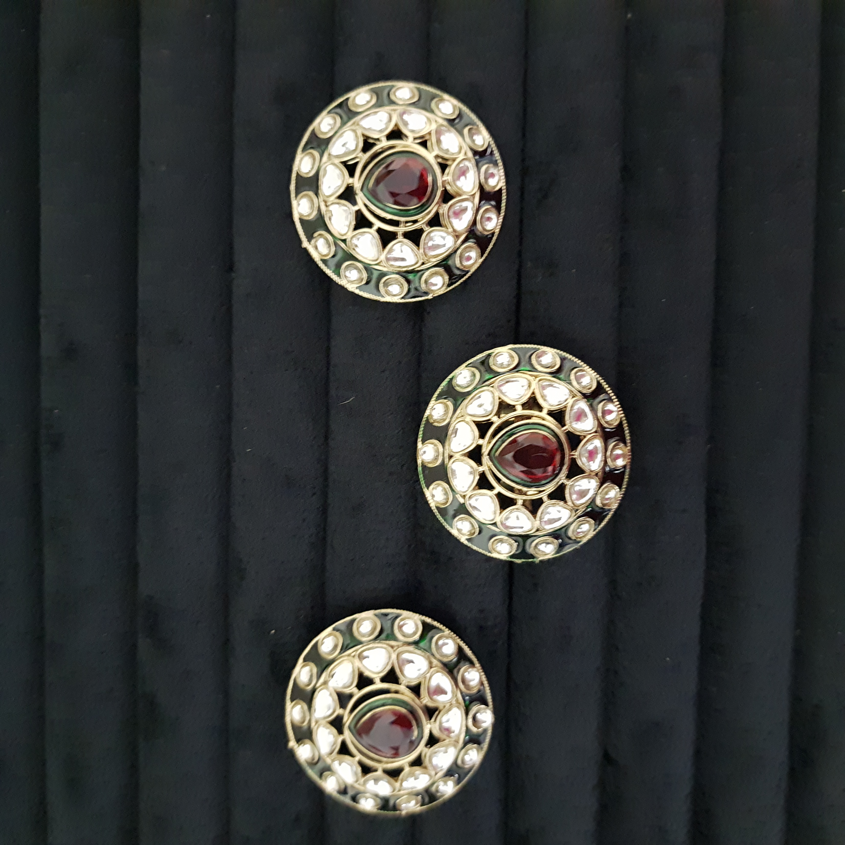 Ruhira Studs – Classic Red & Green Stone Studs & Ring Set | Rajsi Stud Collection