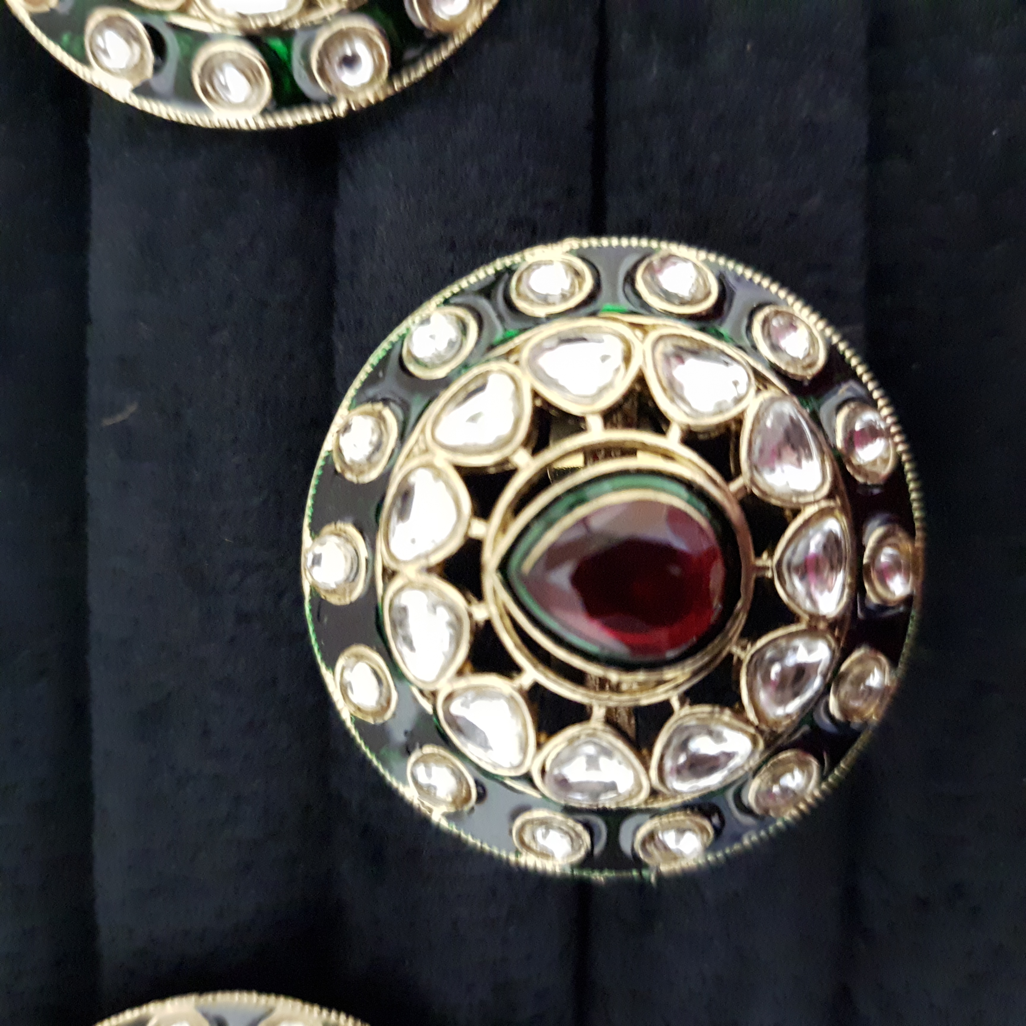 Ruhira Studs – Classic Red & Green Stone Studs & Ring Set | Rajsi Stud Collection