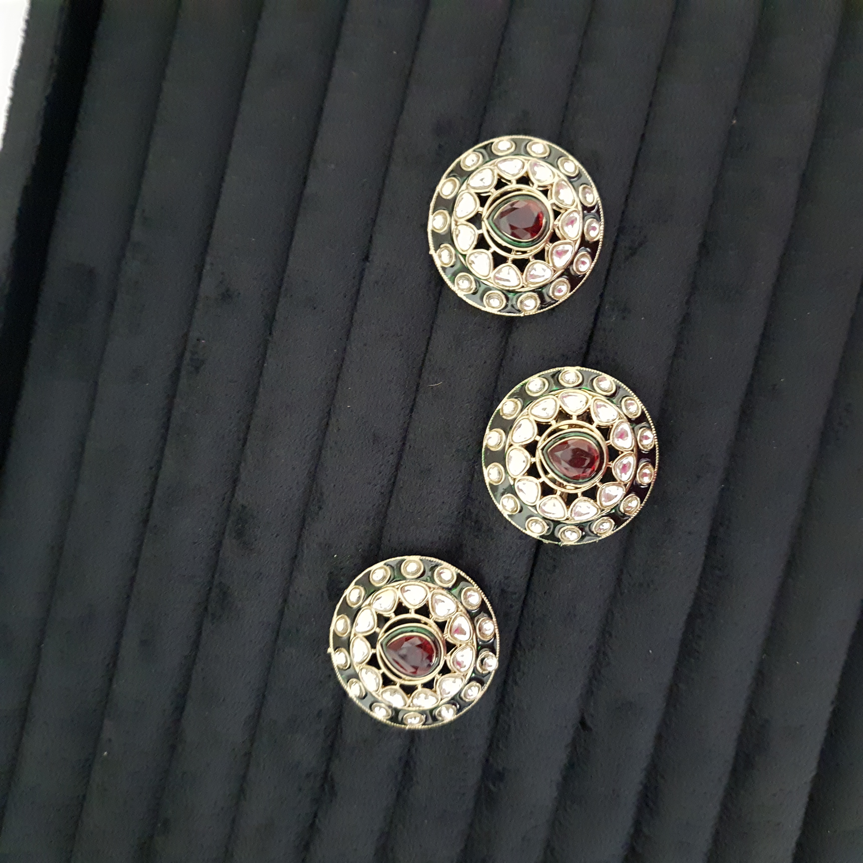Ruhira Studs – Classic Red & Green Stone Studs & Ring Set | Rajsi Stud Collection