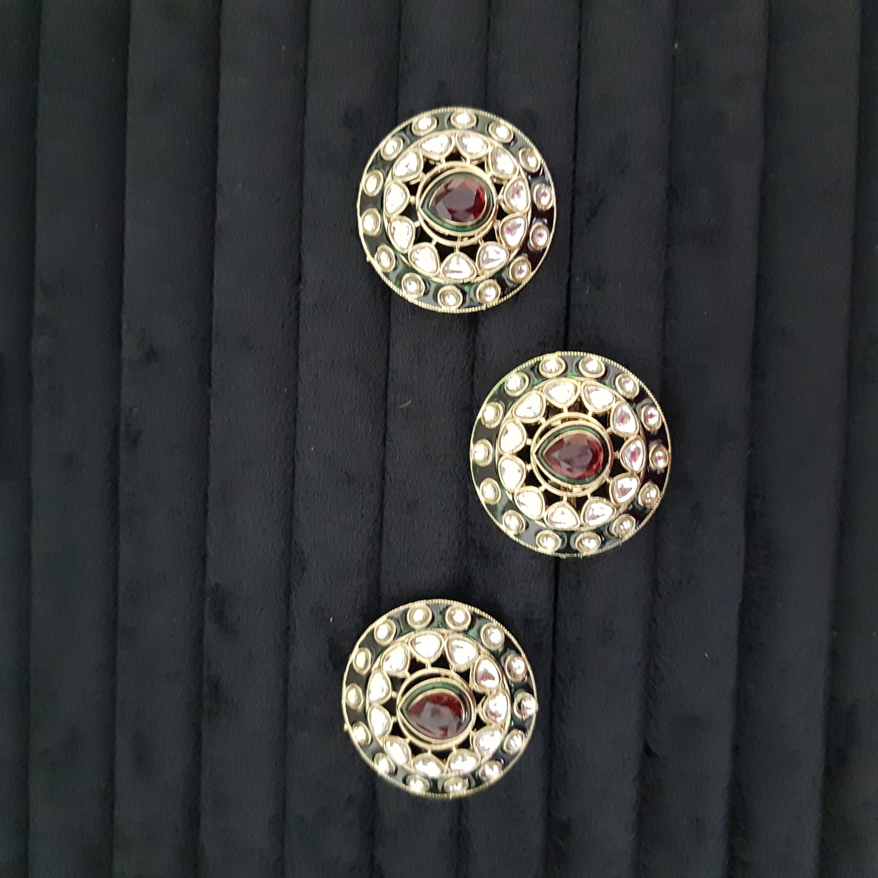 Ruhira Studs – Classic Red & Green Stone Studs & Ring Set | Rajsi Stud Collection