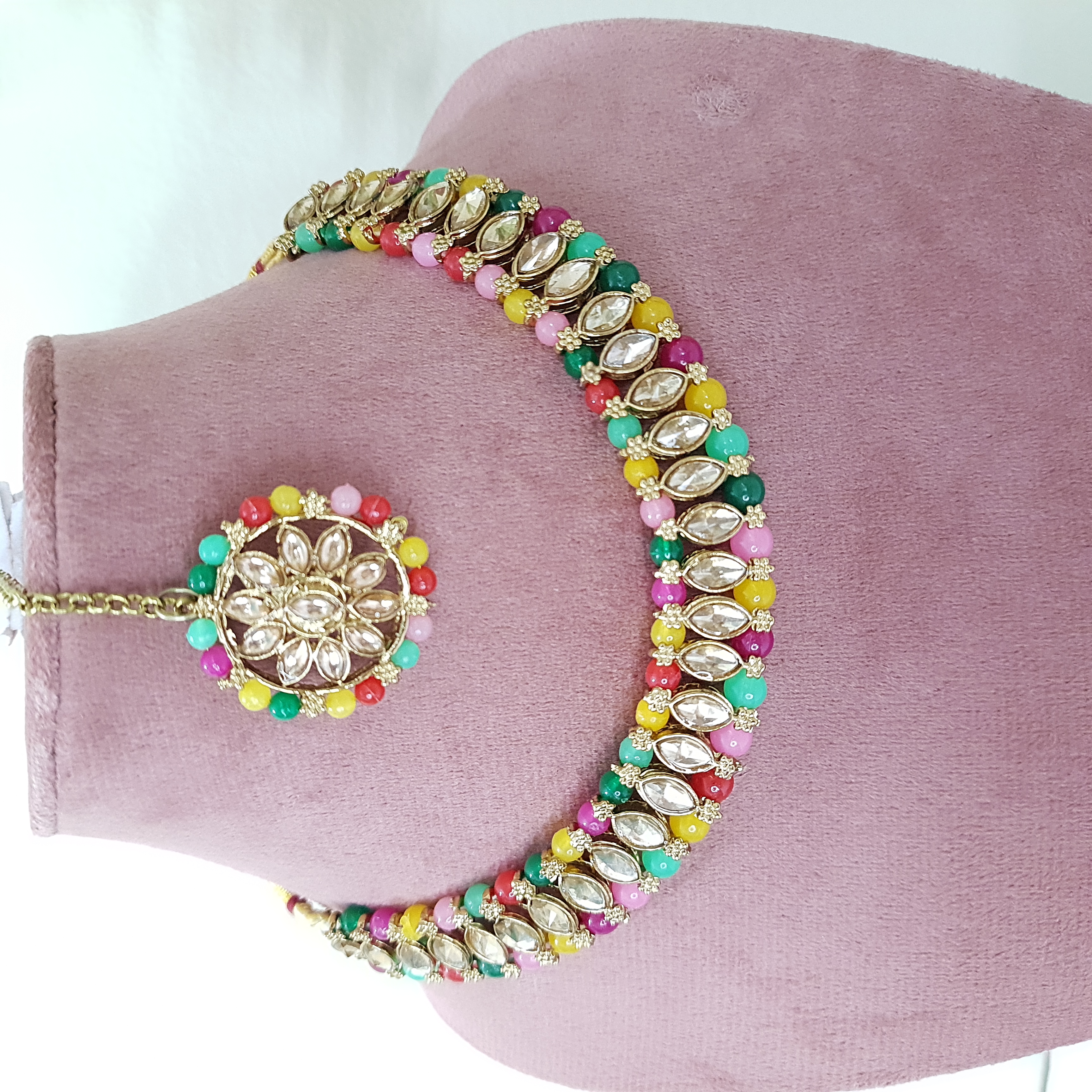 Rang Raagini – Multicolor Circular Kundan Necklace Set | Rang Raagini Collection