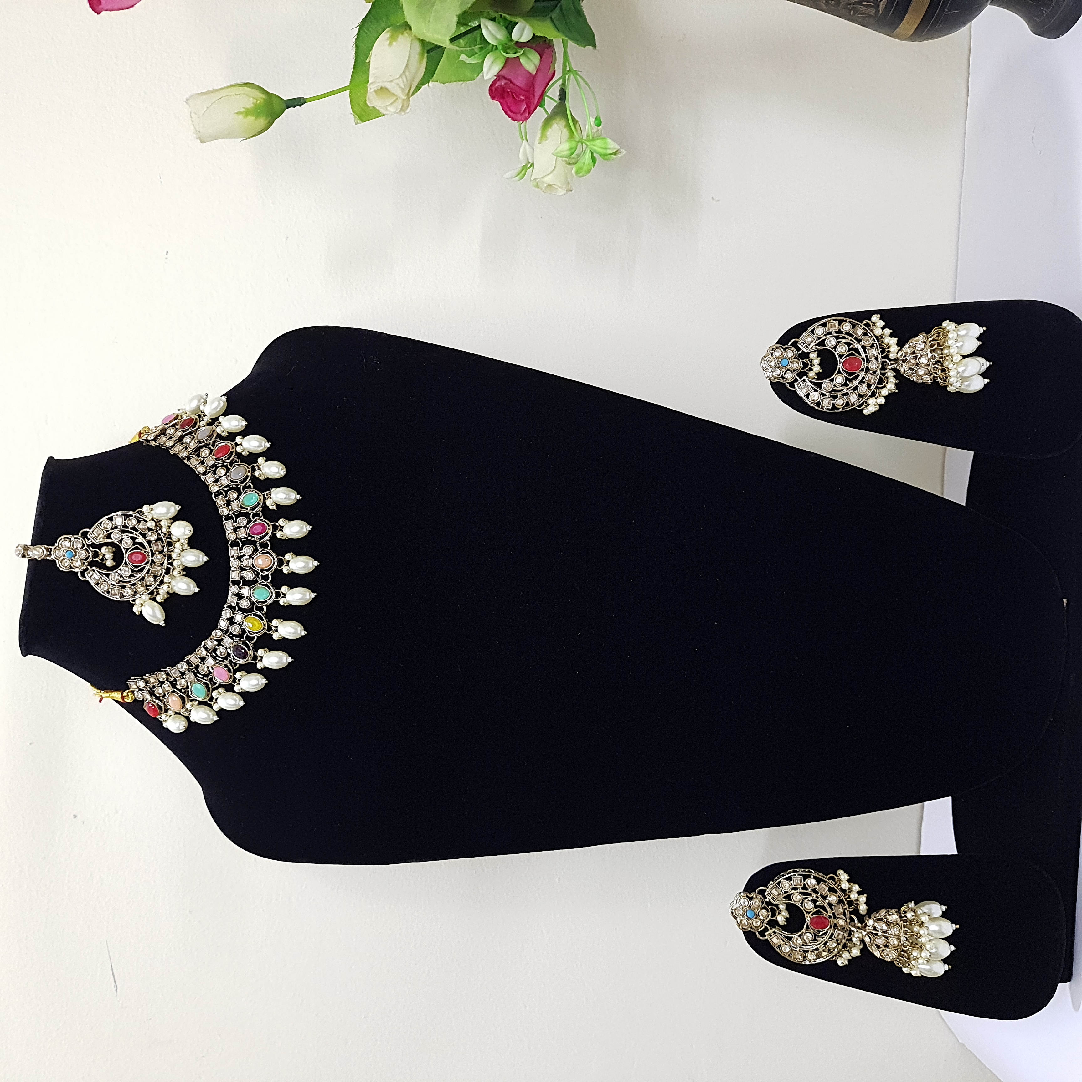 Rangkala – Multicolor Pearl Drop Necklace Set | Rang Raagini Collection