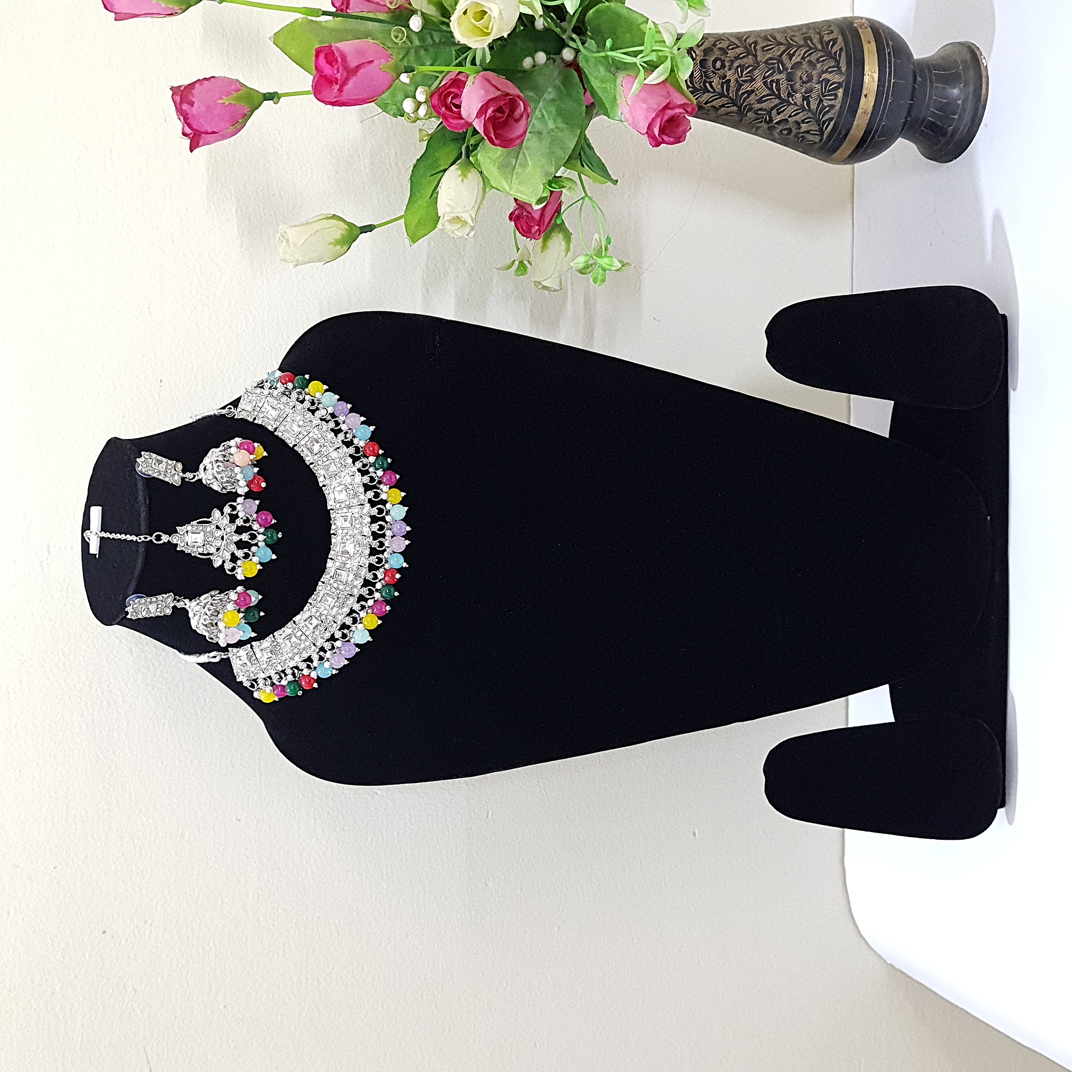 Sitara-e-Rang – Silver Multicolor Necklace Set | Rang Raagini Collection