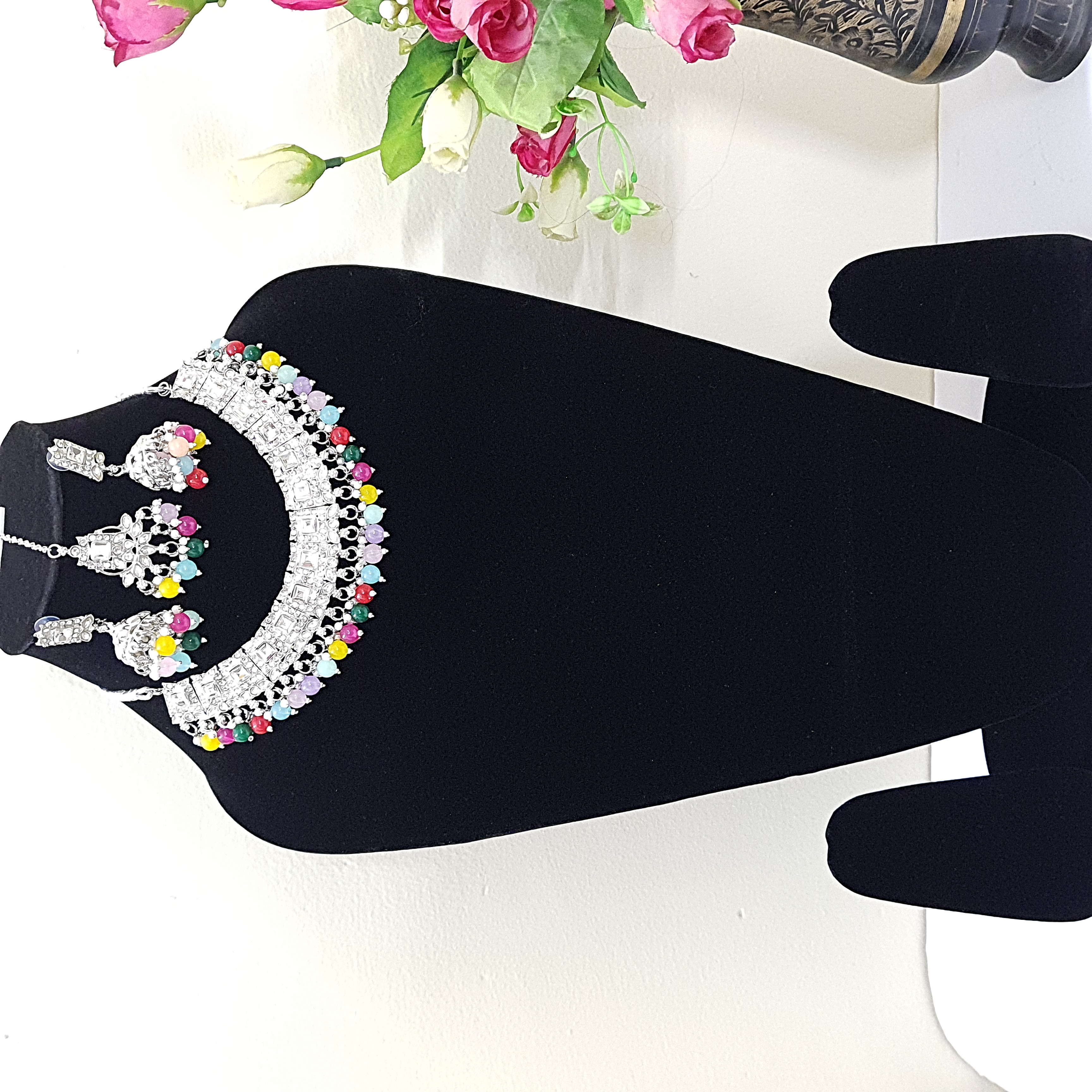 Sitara-e-Rang – Silver Multicolor Necklace Set | Rang Raagini Collection