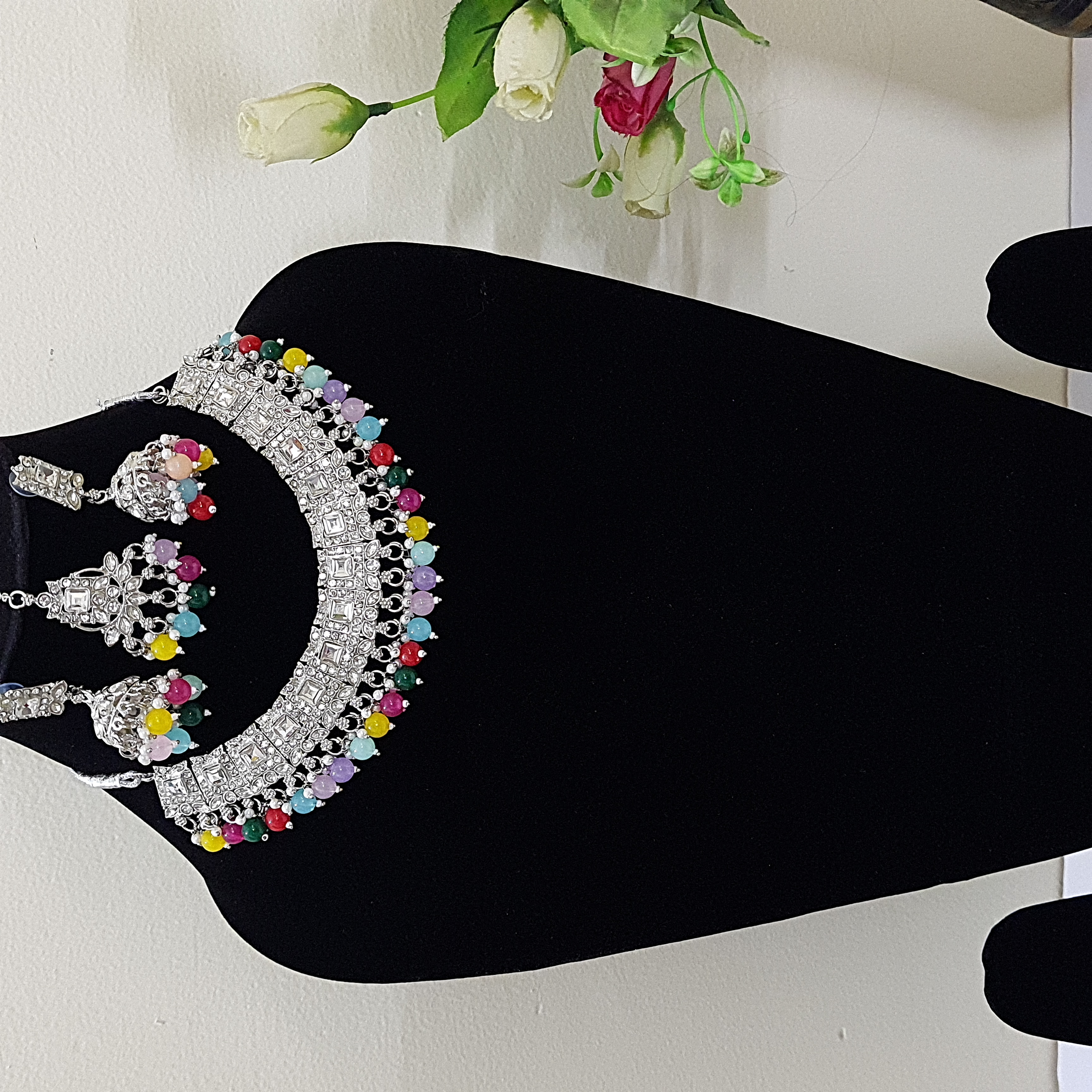 Sitara-e-Rang – Silver Multicolor Necklace Set | Rang Raagini Collection