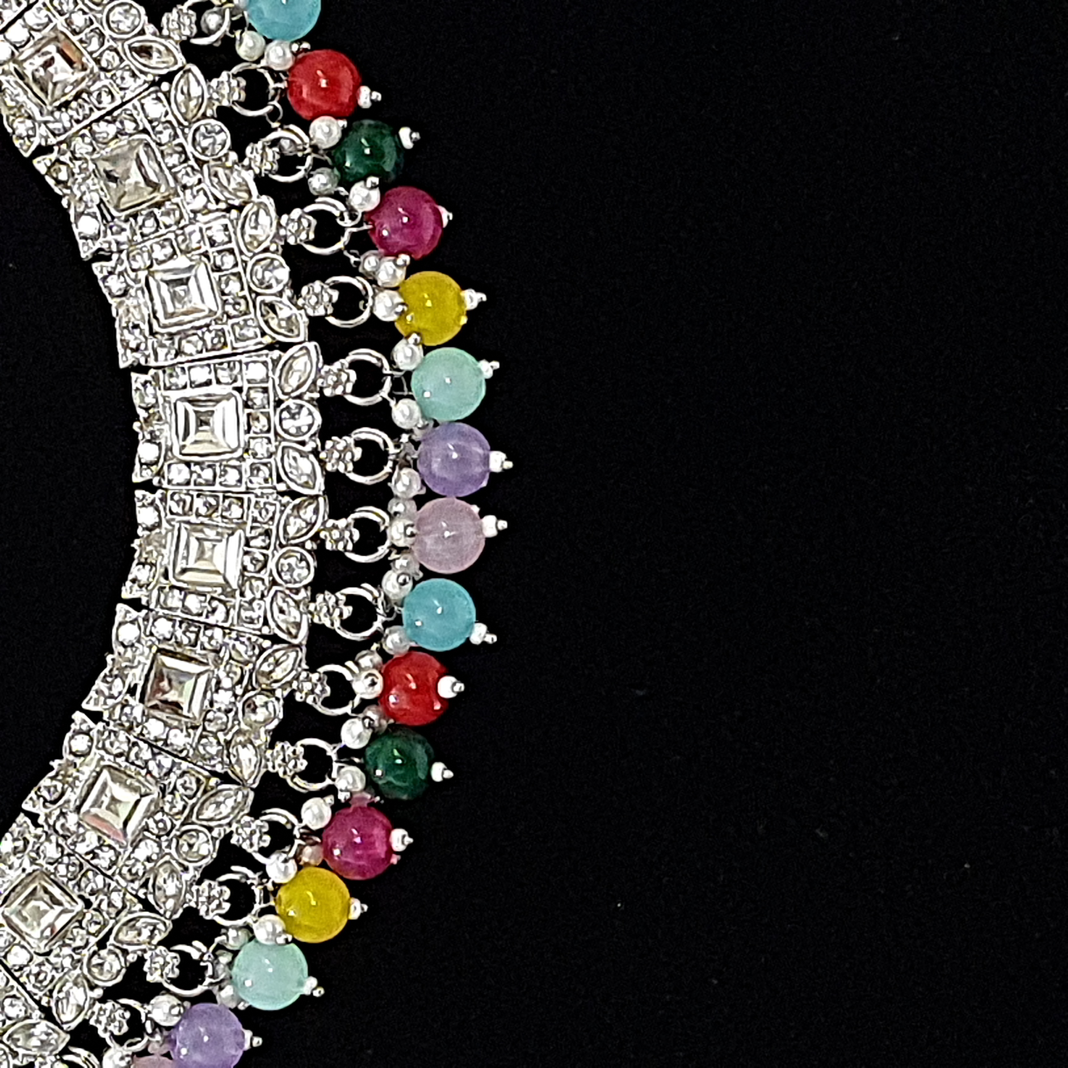 Sitara-e-Rang – Silver Multicolor Necklace Set | Rang Raagini Collection