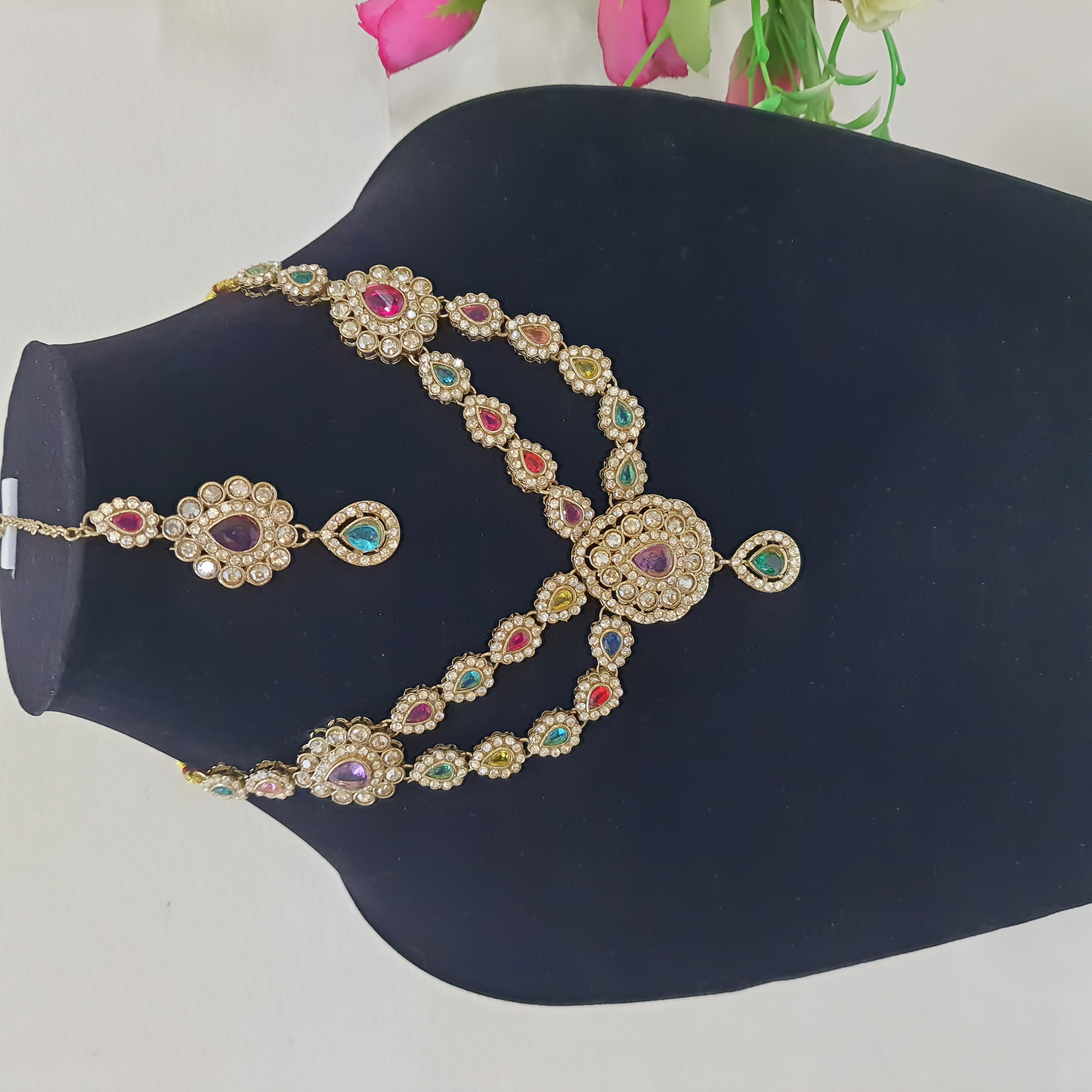 Rangreza Necklace Set – Pastel Kundan Layers | Rang Raagini Collection