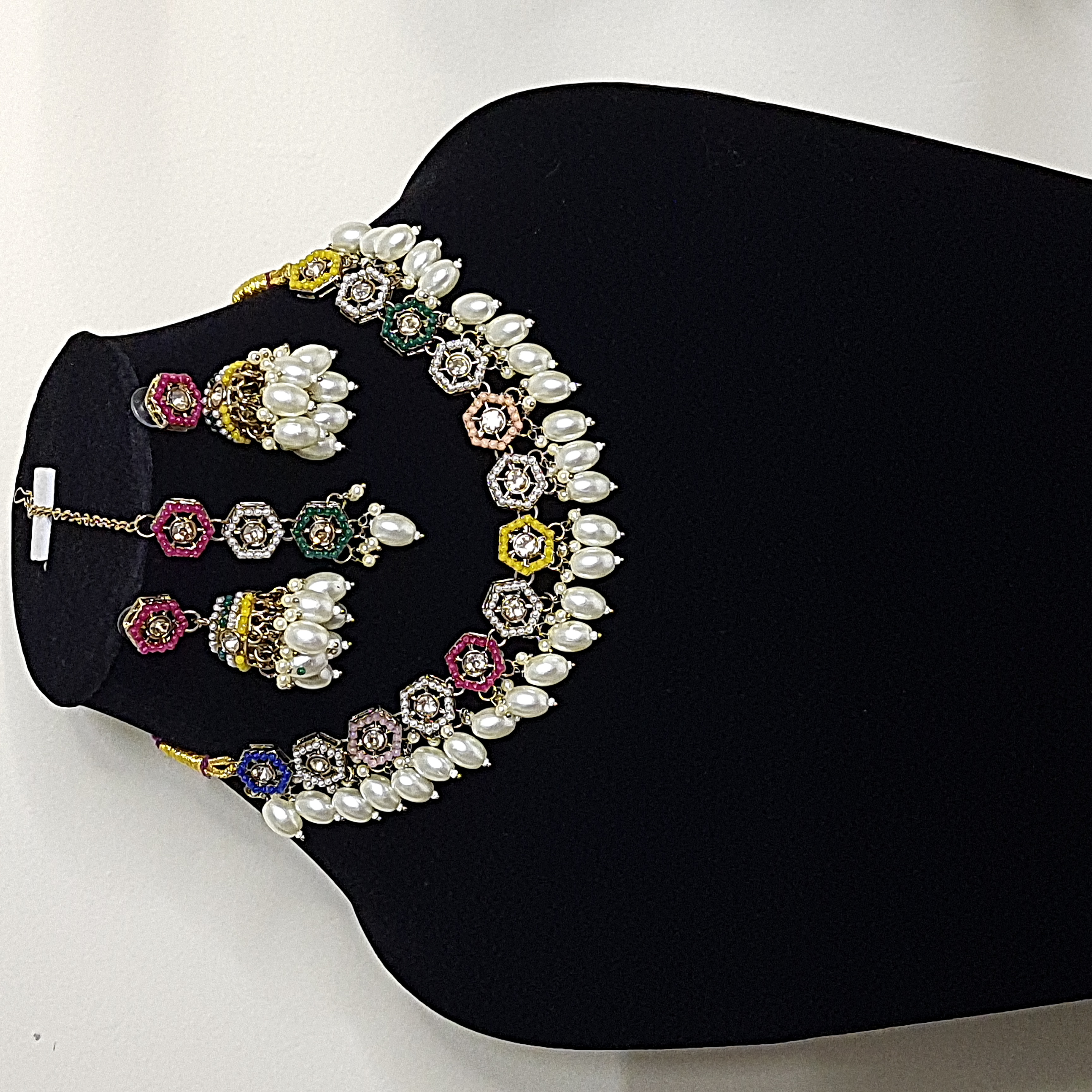 Rooprang Choker Necklace Set – Hexagonal Multicolored Choker | Rang Raagini Collection