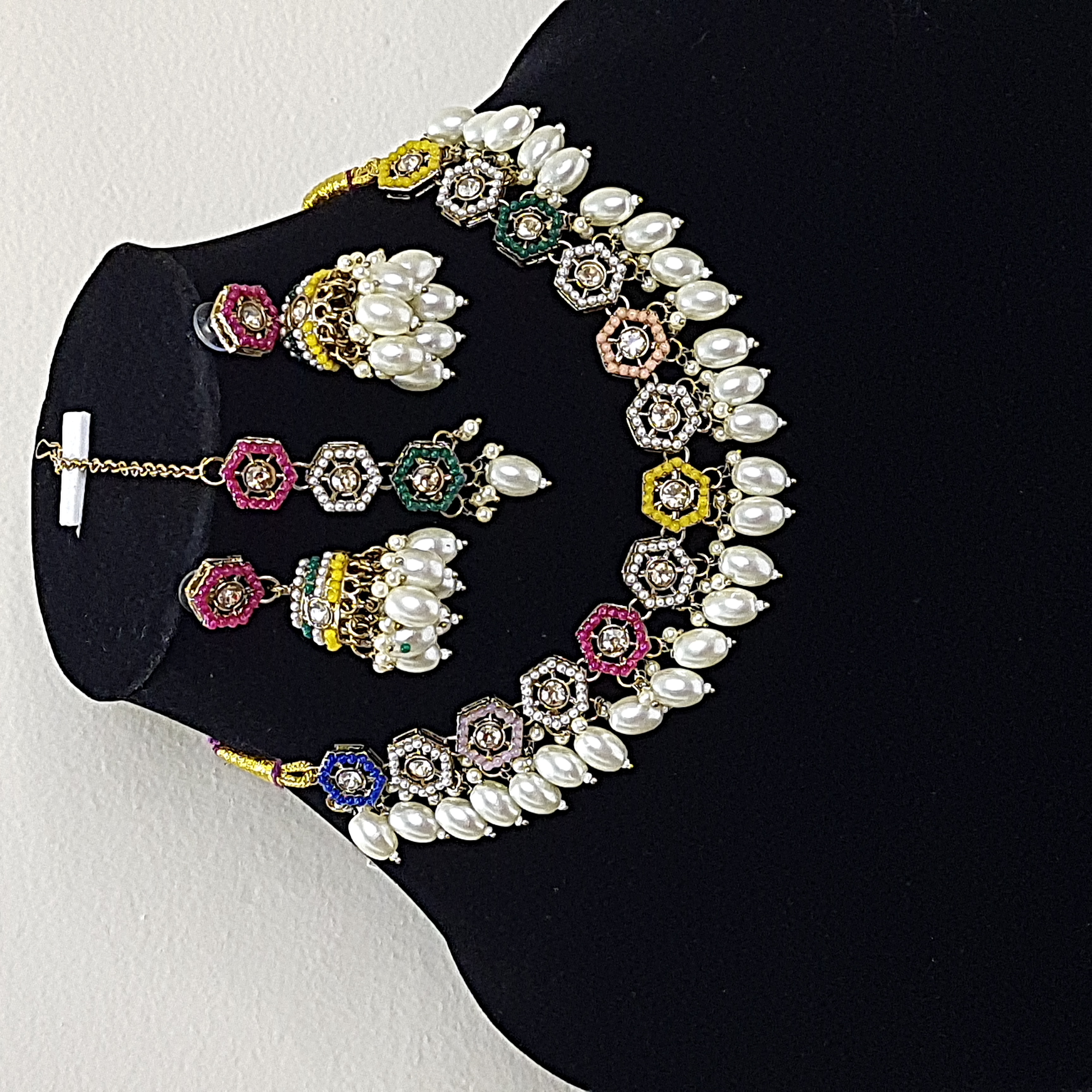 Rooprang Choker Necklace Set – Hexagonal Multicolored Choker | Rang Raagini Collection