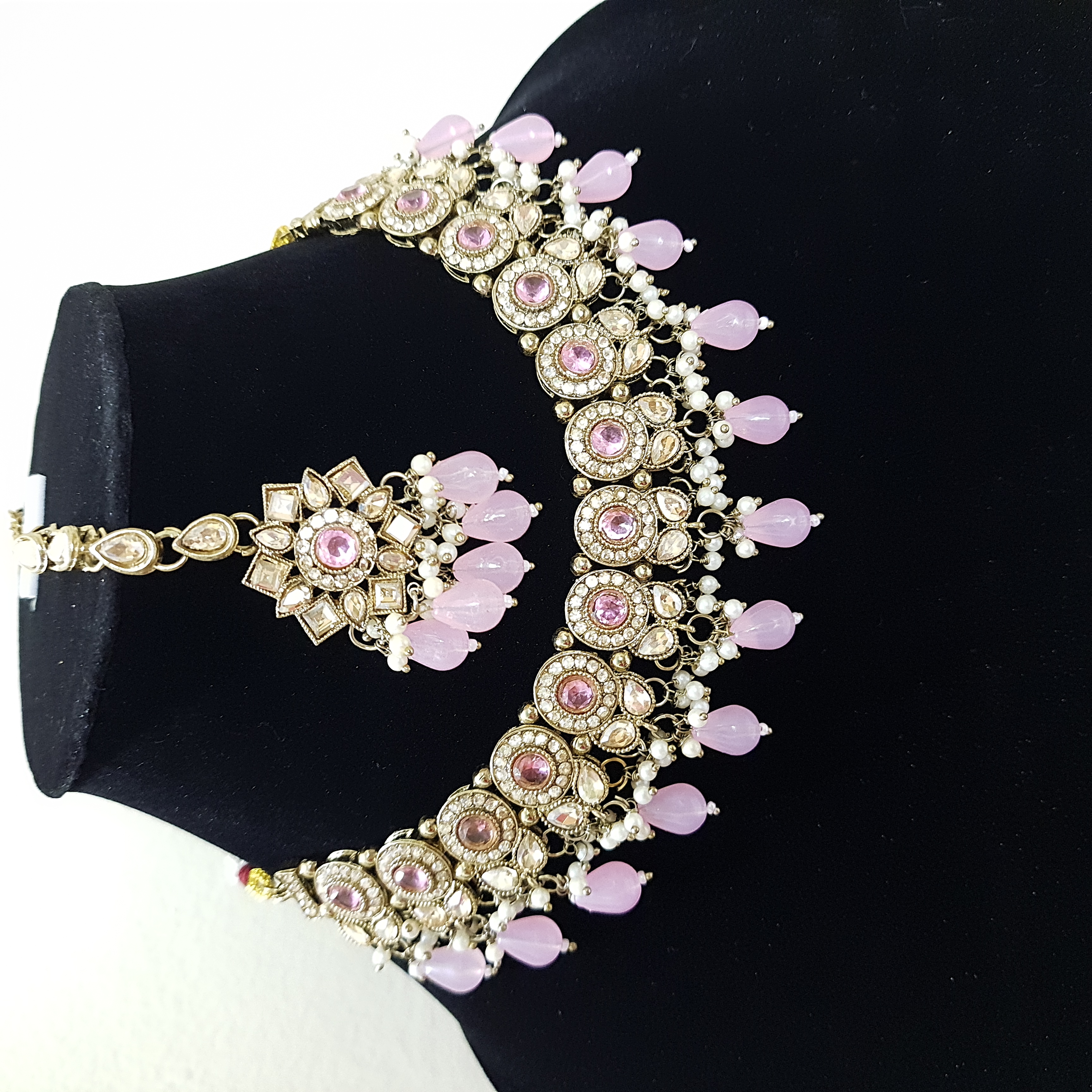 Aayana Necklace Set – Kundan Choker with Pink Drops from Stones & Sparkle Collection