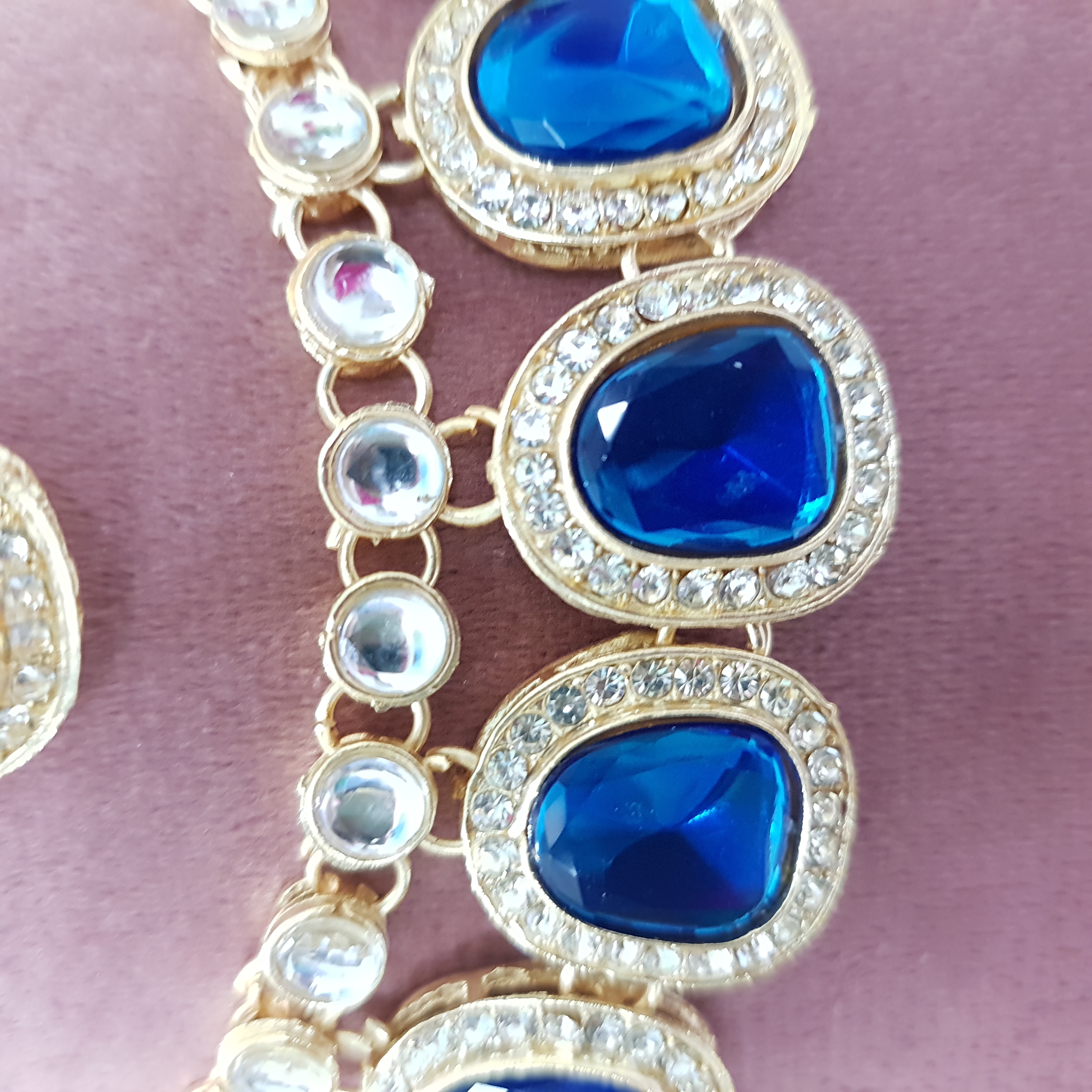 Sapphire Blue Necklace Set – Royal Blue Kundan Choker with Earrings & Maang Tikka | Stones & Sparkle Collection