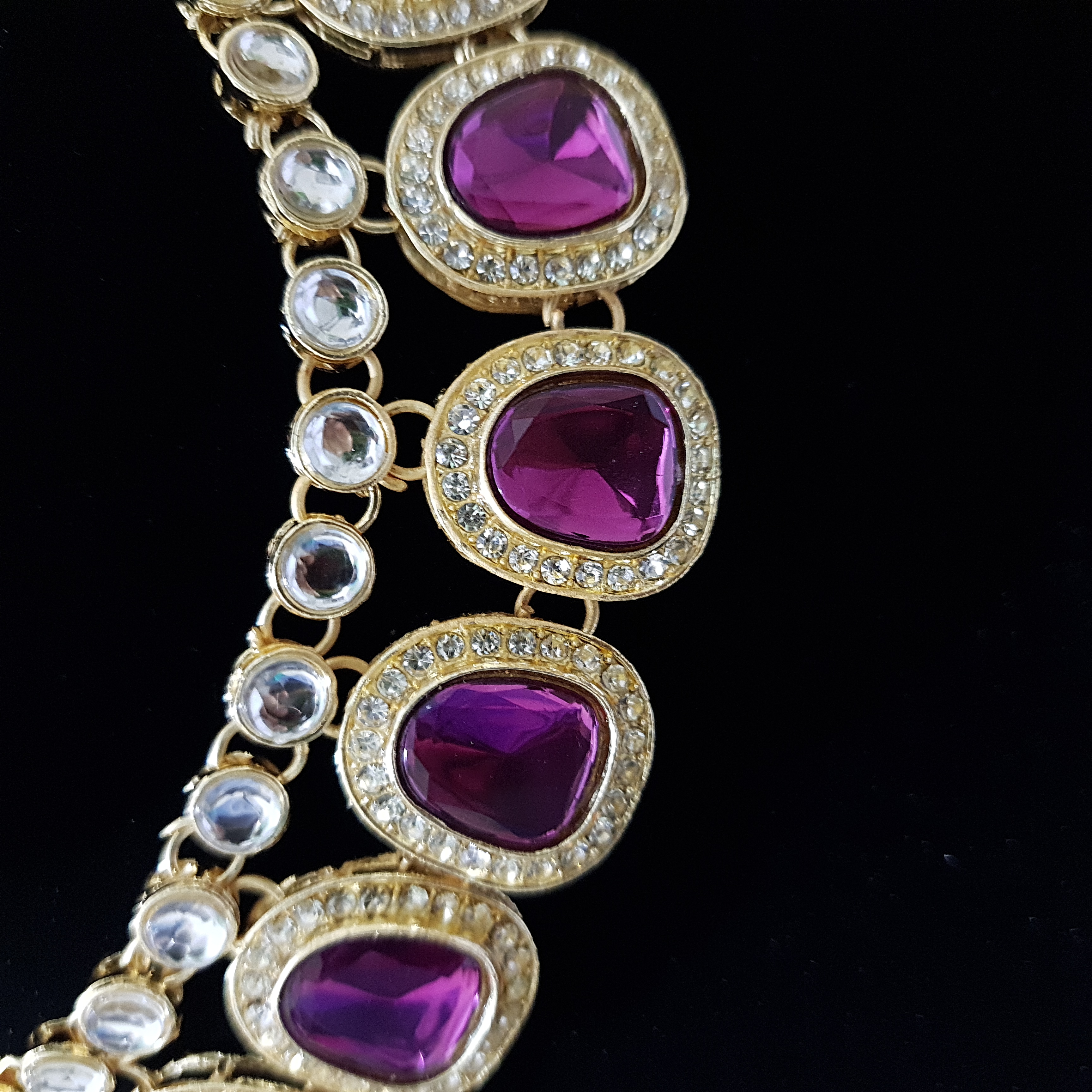 Violet Necklace Set – Elegant Violet Kundan Choker with Earrings & Maang Tikka | Stones & Sparkle Collection