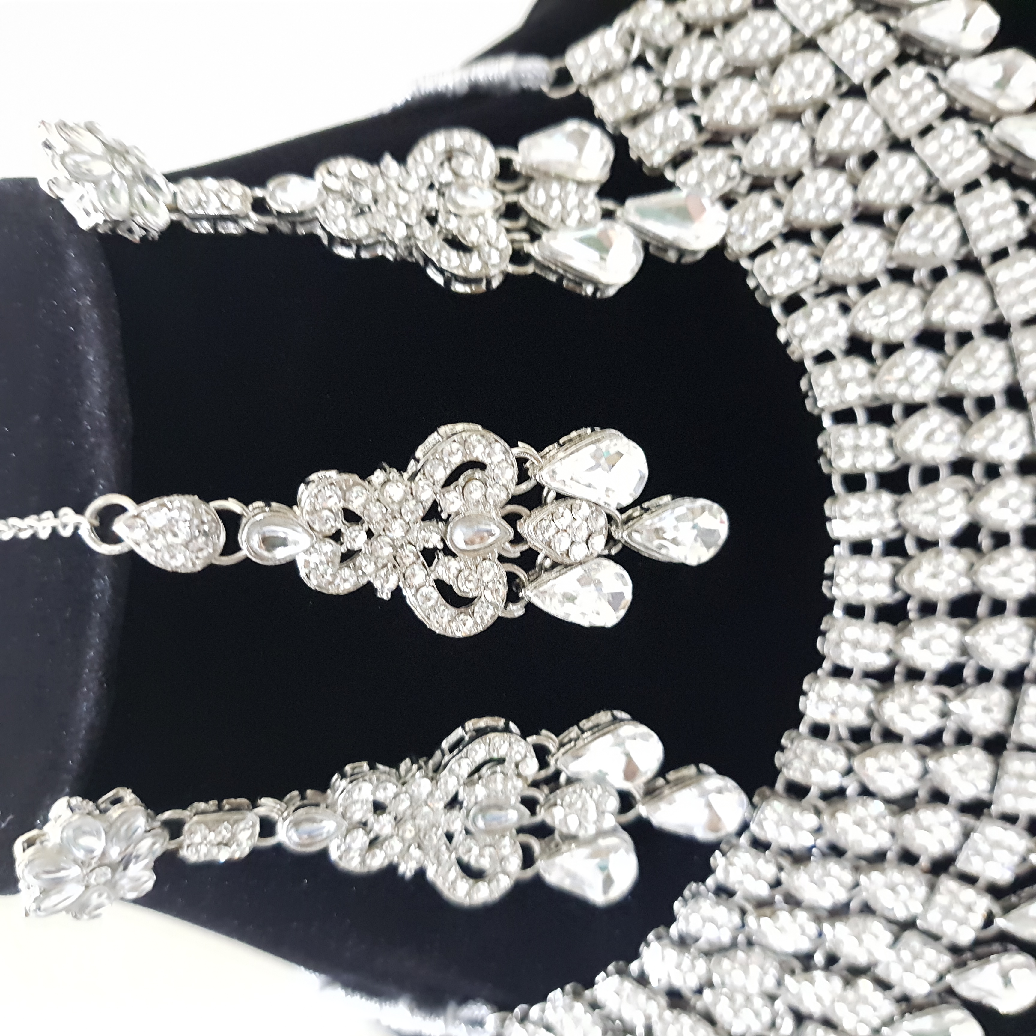 Jhalak Necklace Set – Dazzling Silver-Toned Stones | Stones & Sparkle Collection