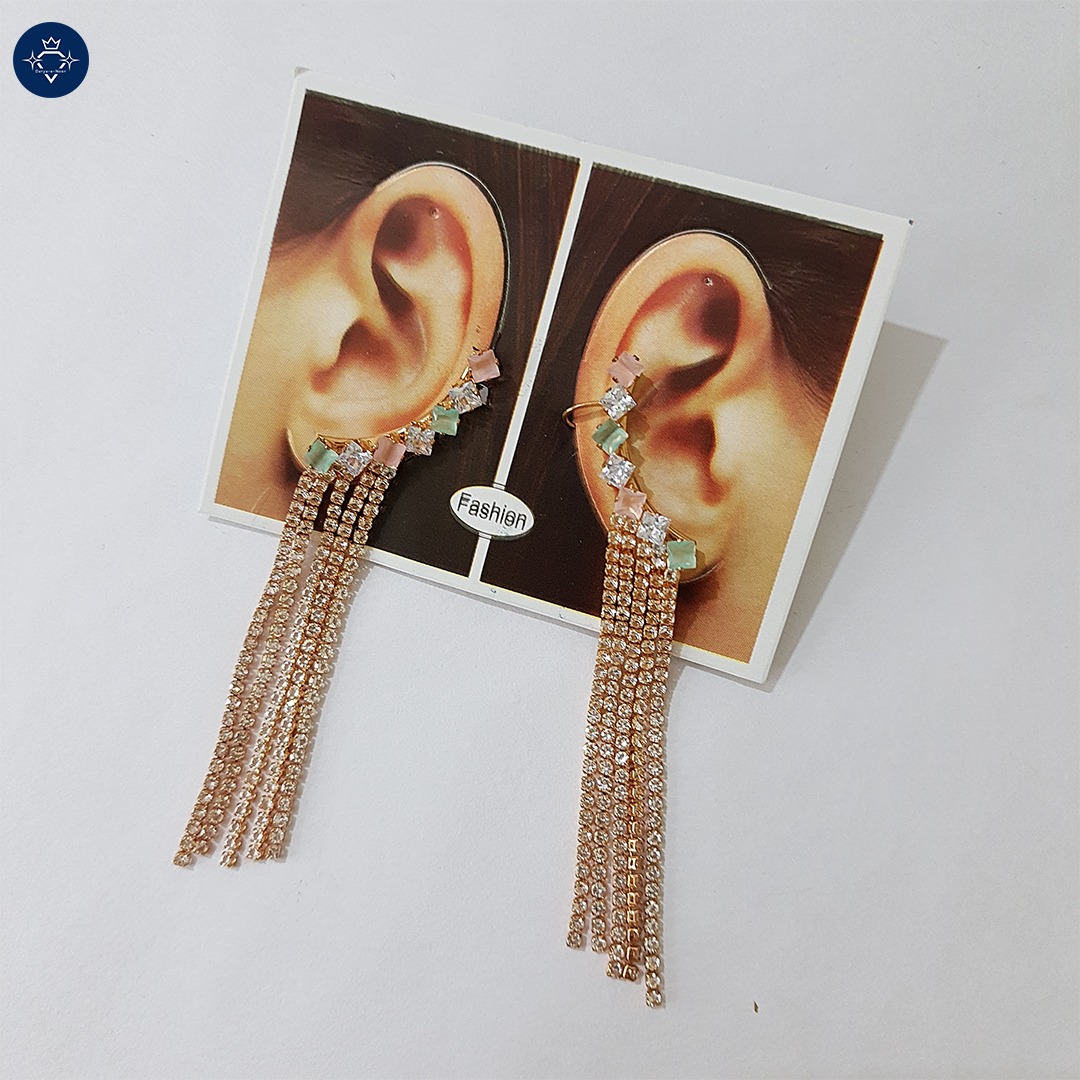 Prapaat Earrings – Ear Cuff with Cascading Chain Tassels