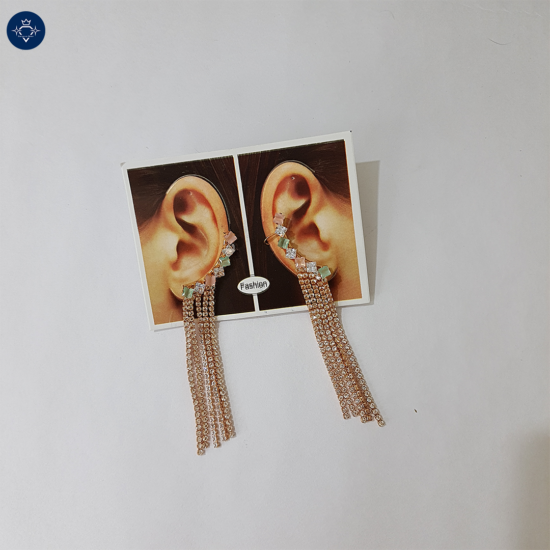 Prapaat Earrings – Ear Cuff with Cascading Chain Tassels