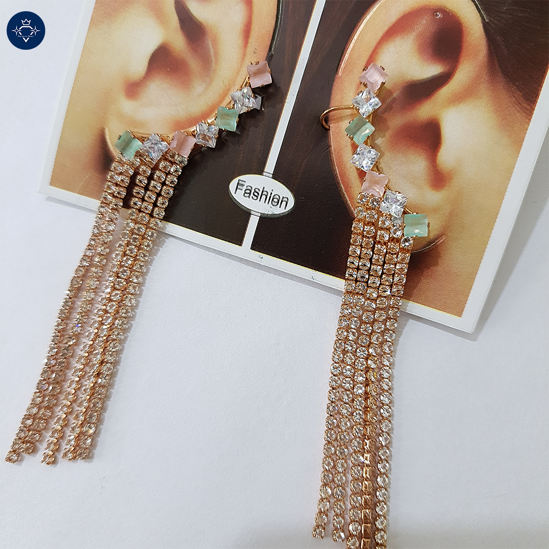 Prapaat Earrings – Ear Cuff with Cascading Chain Tassels