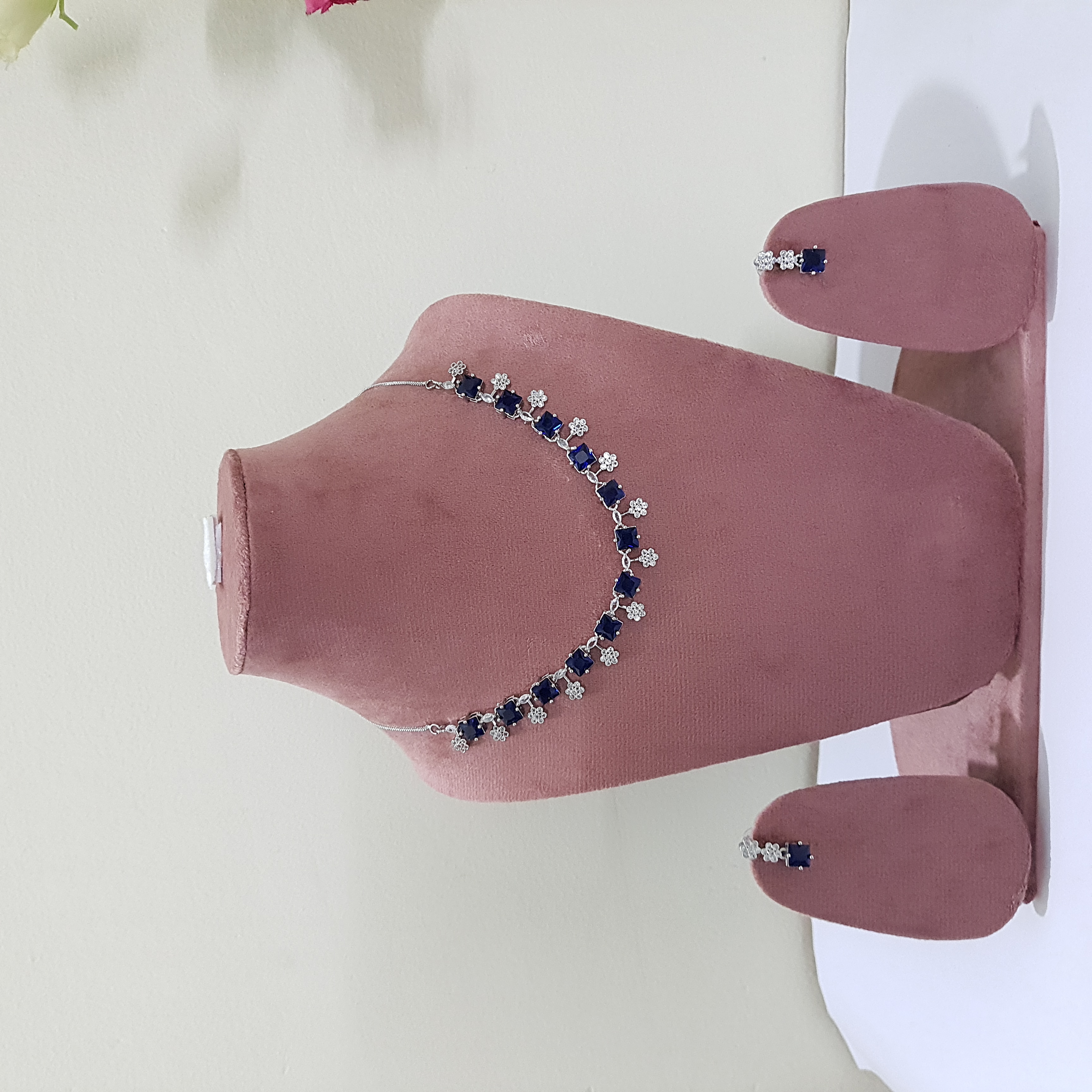 Sapphire Squares AD Jewellery Set | Diamond Diaries Collection
