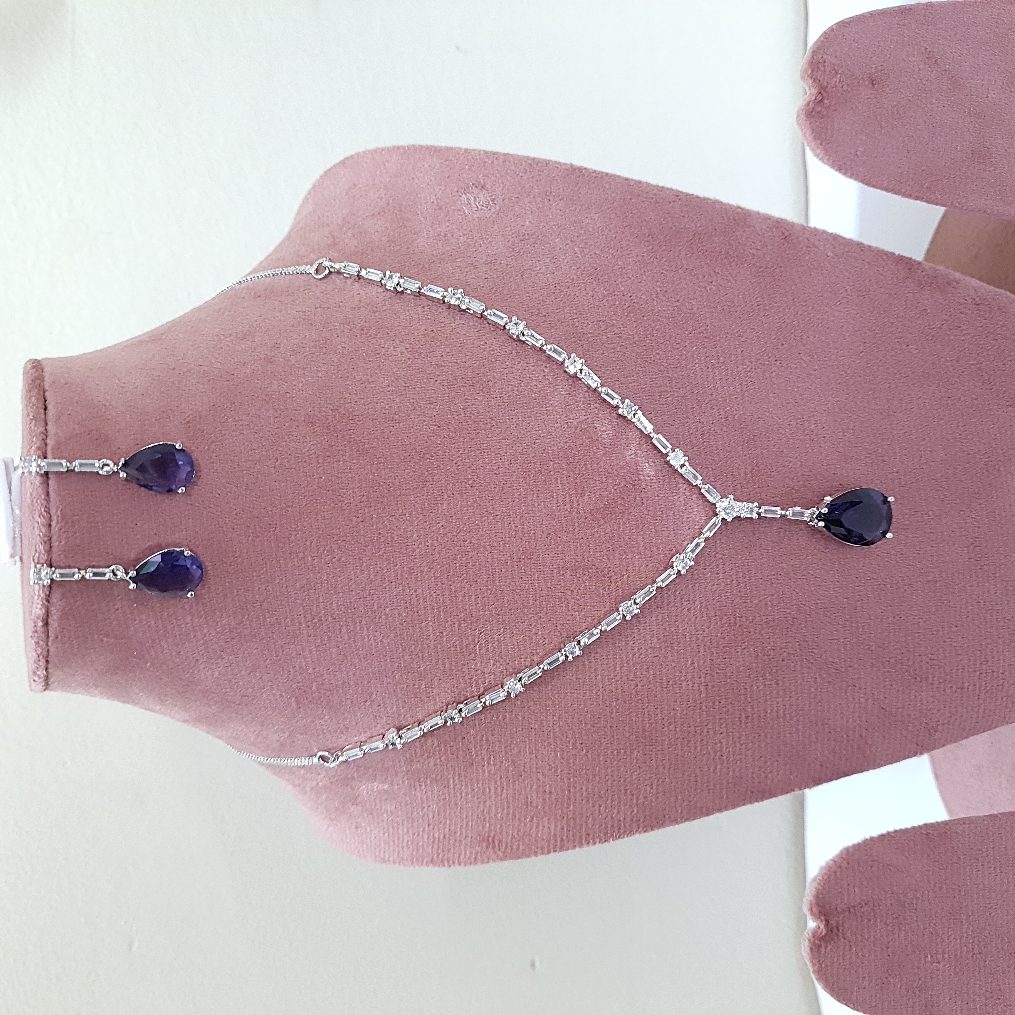 Royal Purple Teardrop Jewellery Set | Diamond Diaries Collection