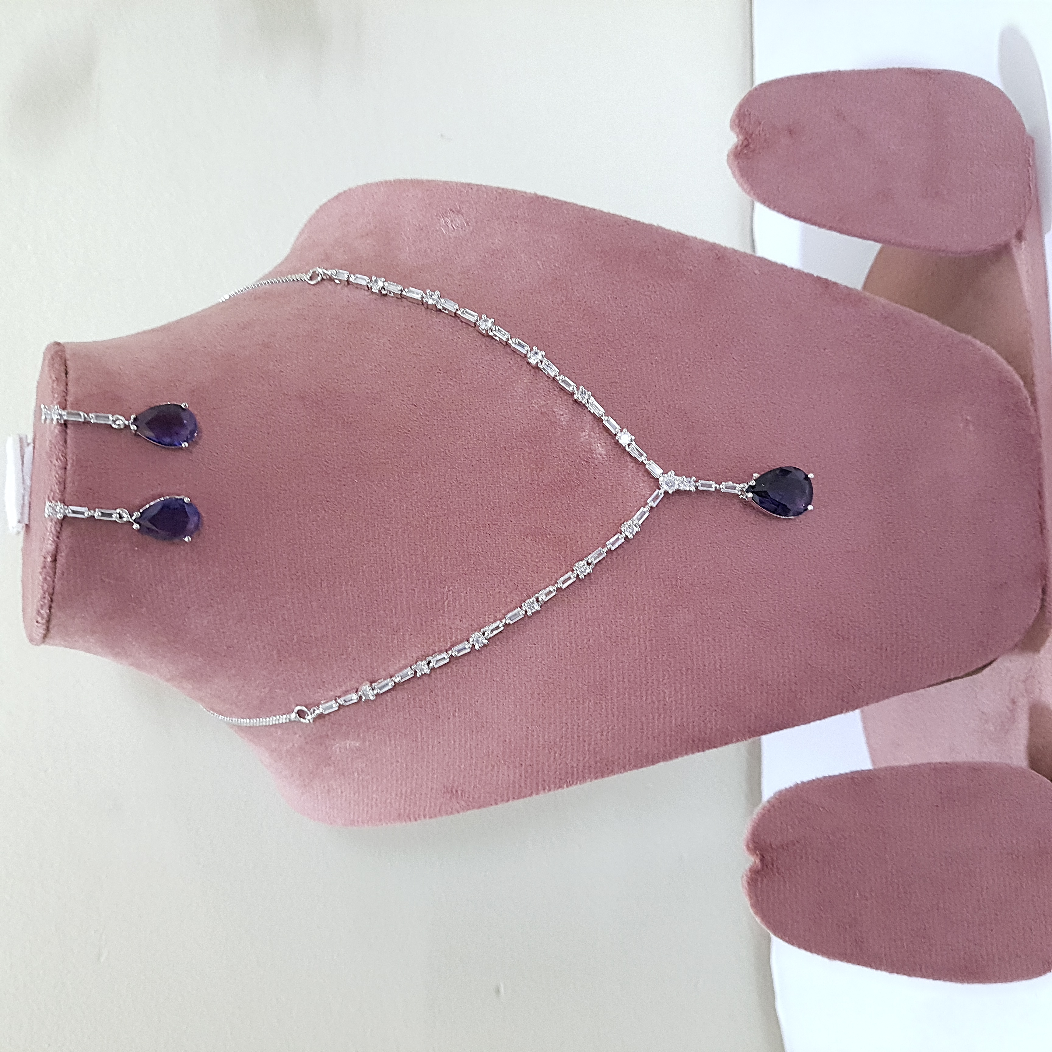 Royal Purple Teardrop Jewellery Set | Diamond Diaries Collection