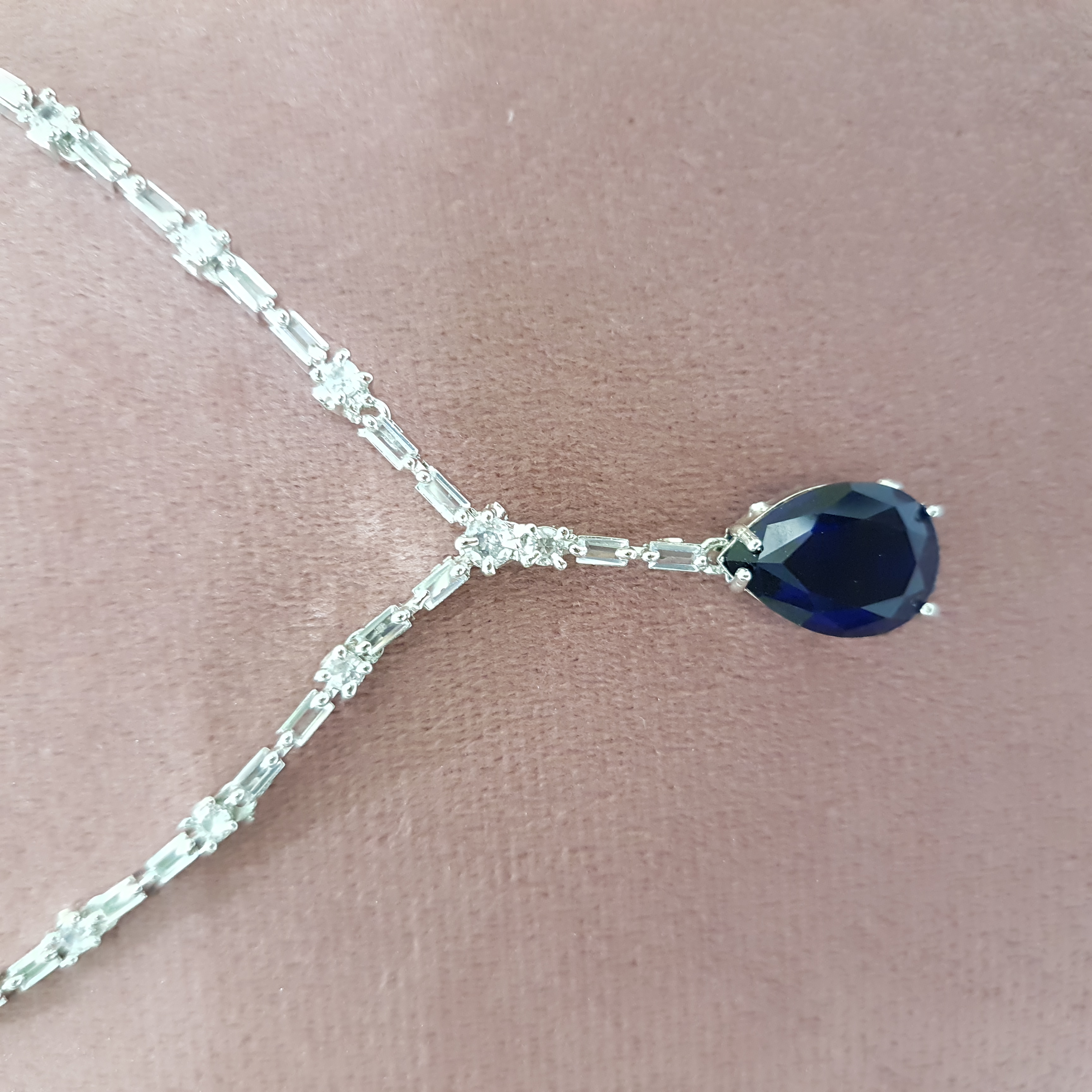 Sapphire Blue Teardrop Jewllery Set | Diamond Diaries Collection