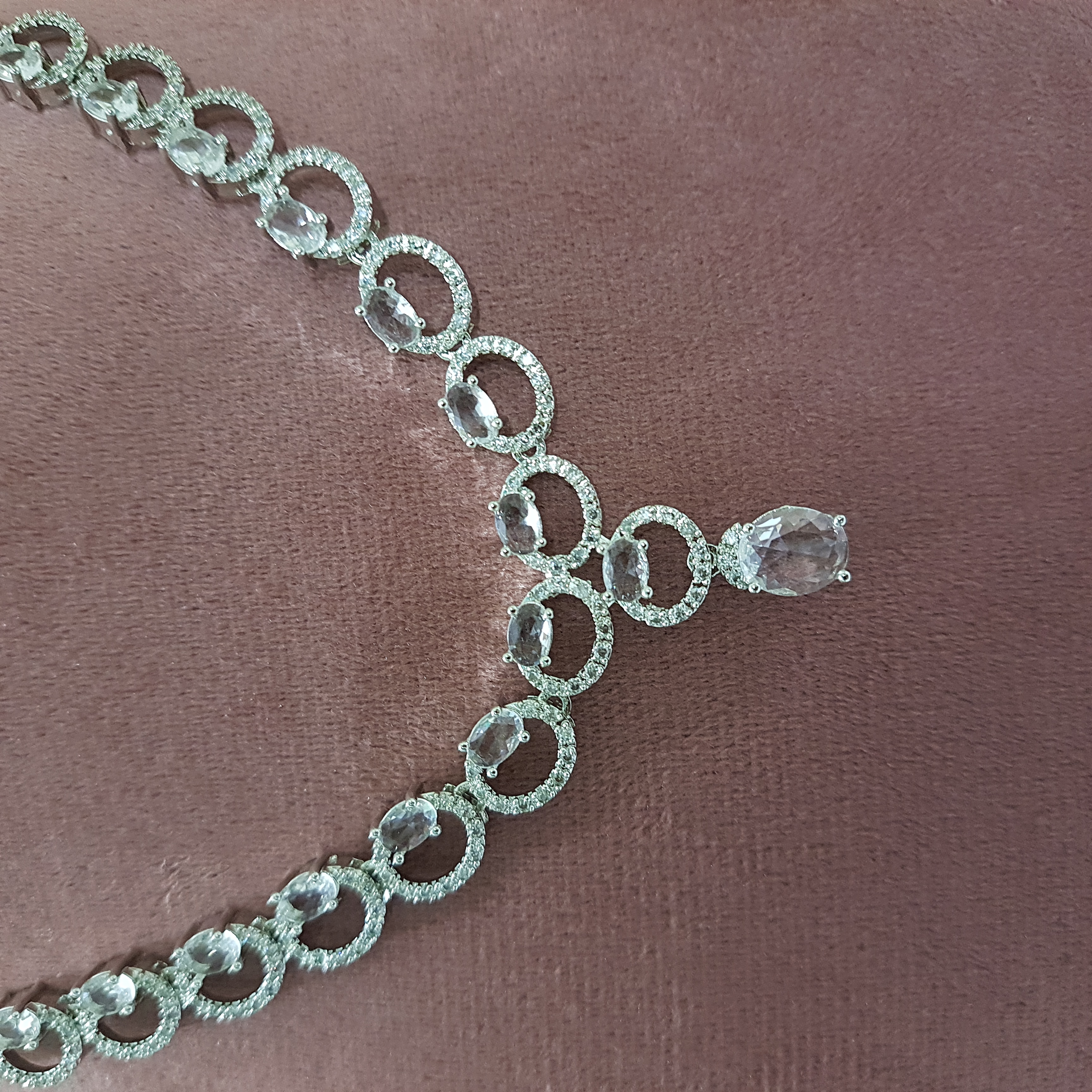 Silver Circles AD Jewellery Set | Diamond Diaries Collection