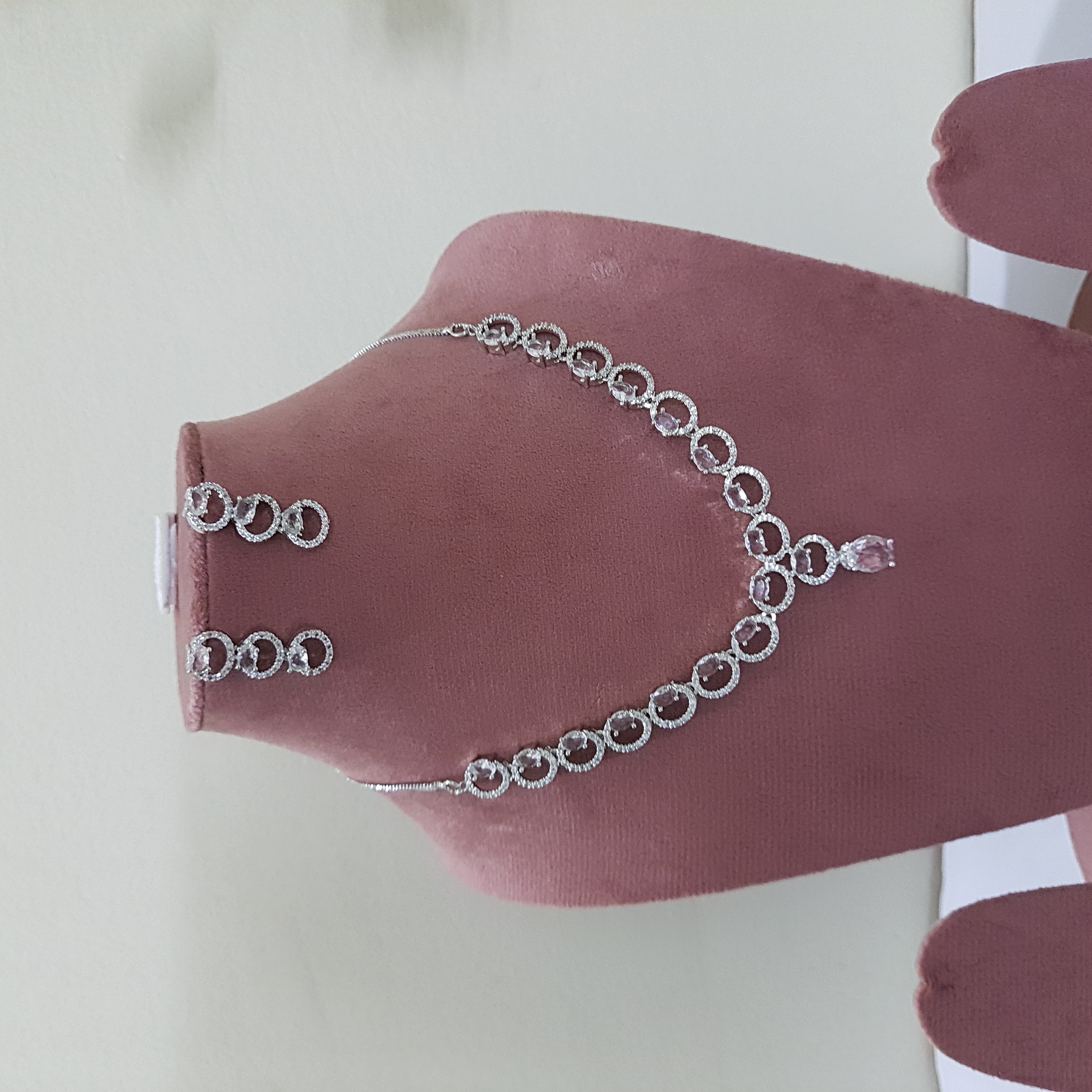 Silver Circles AD Jewellery Set | Diamond Diaries Collection