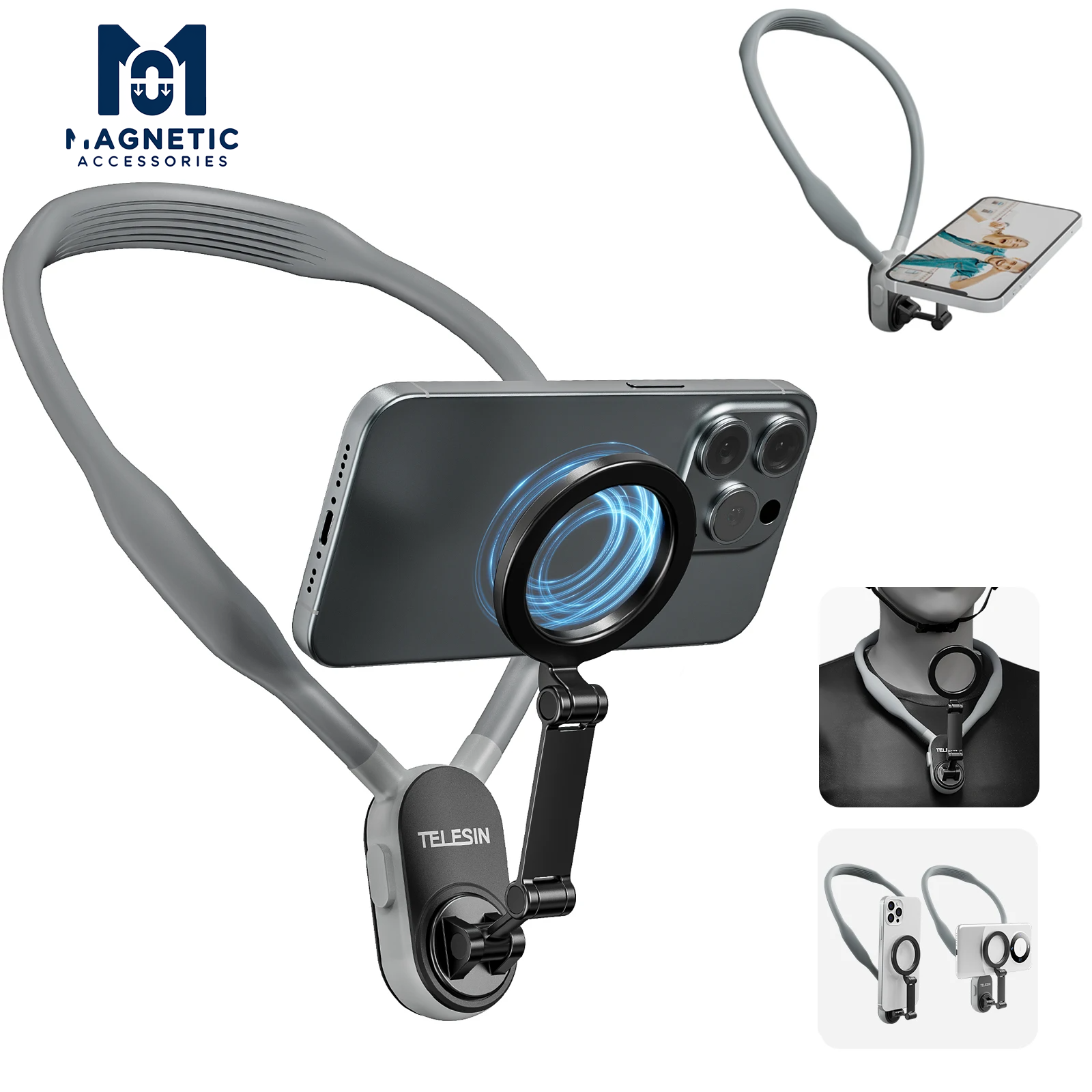 Silicone Magnetic Quick Release Neck Mount Hold for Iphone 15 14 13 12 11 SAMSUNG HUAWEI XIAOMI Smart Phone Accessories