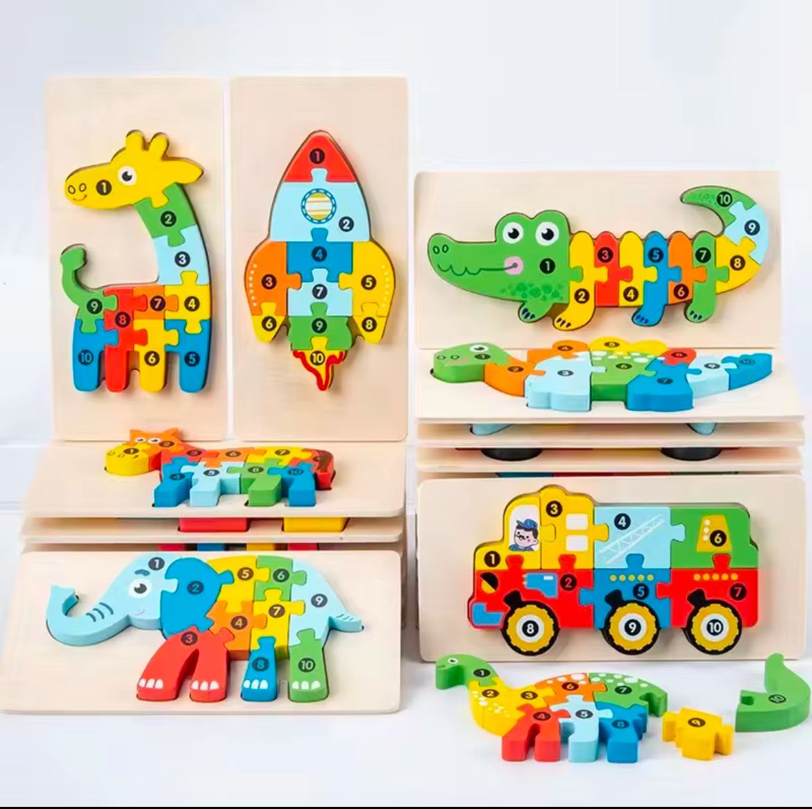  Simple 3D Wooden Handheld Puzzle for Kids
