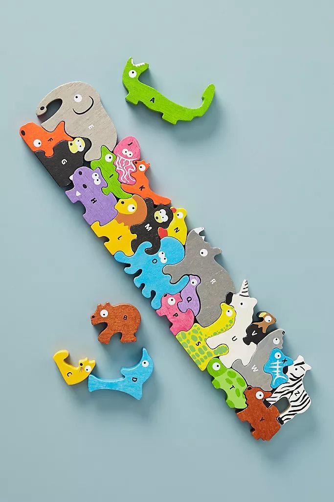 Wooden Alphabet Animal Stacking, Balance & Sorting Puzzle