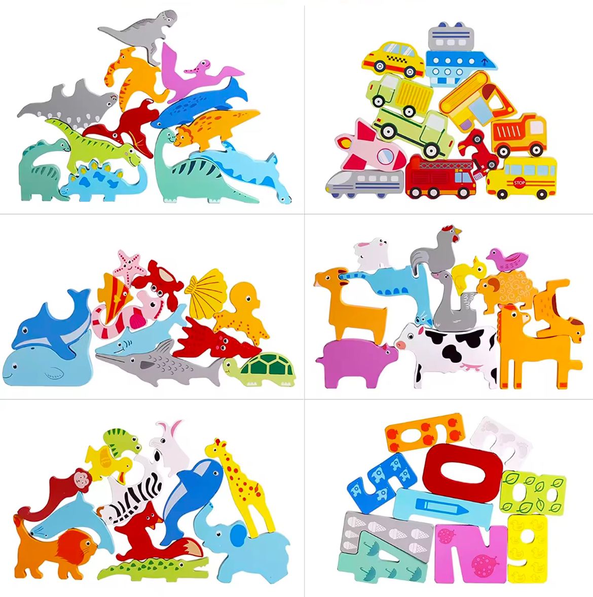 Wooden Sorting, Stacking, and Balance Puzzle