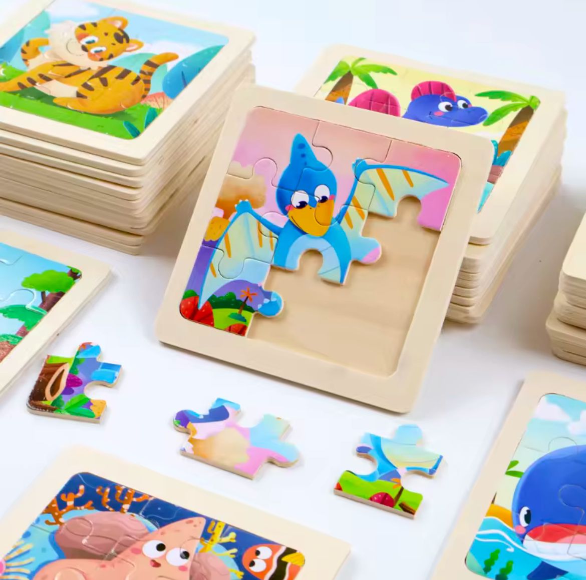 Nine - Piece Small Wooden Kids Puzzle