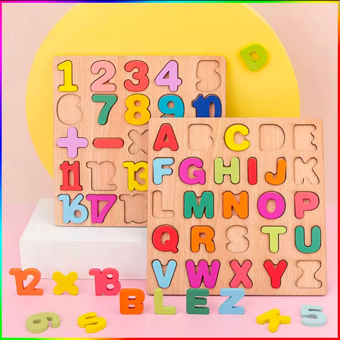 Kids Montessori 3D Learning Puzzle Alphabets & Numbers Combo Set